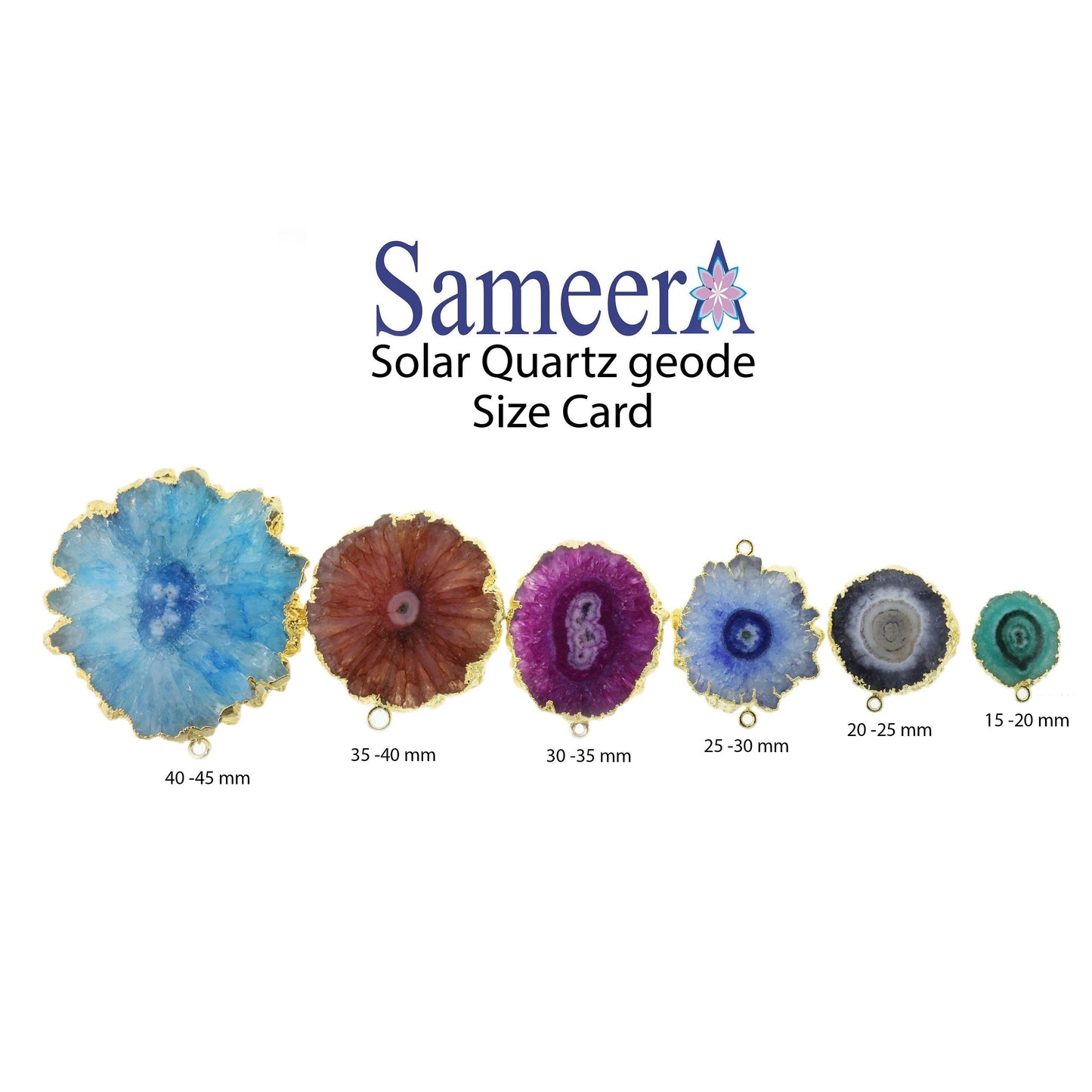 Pairs Solar Quartz Rose Gold Edged , 25 - 30 mm - Meena Design