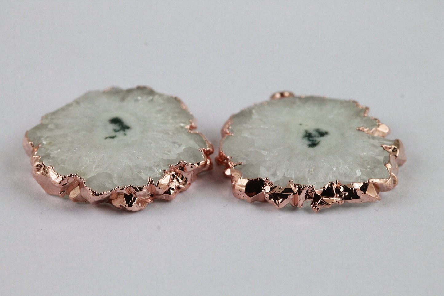 Pairs Solar Quartz Rose Gold Edged , 25 - 30 mm - Meena Design