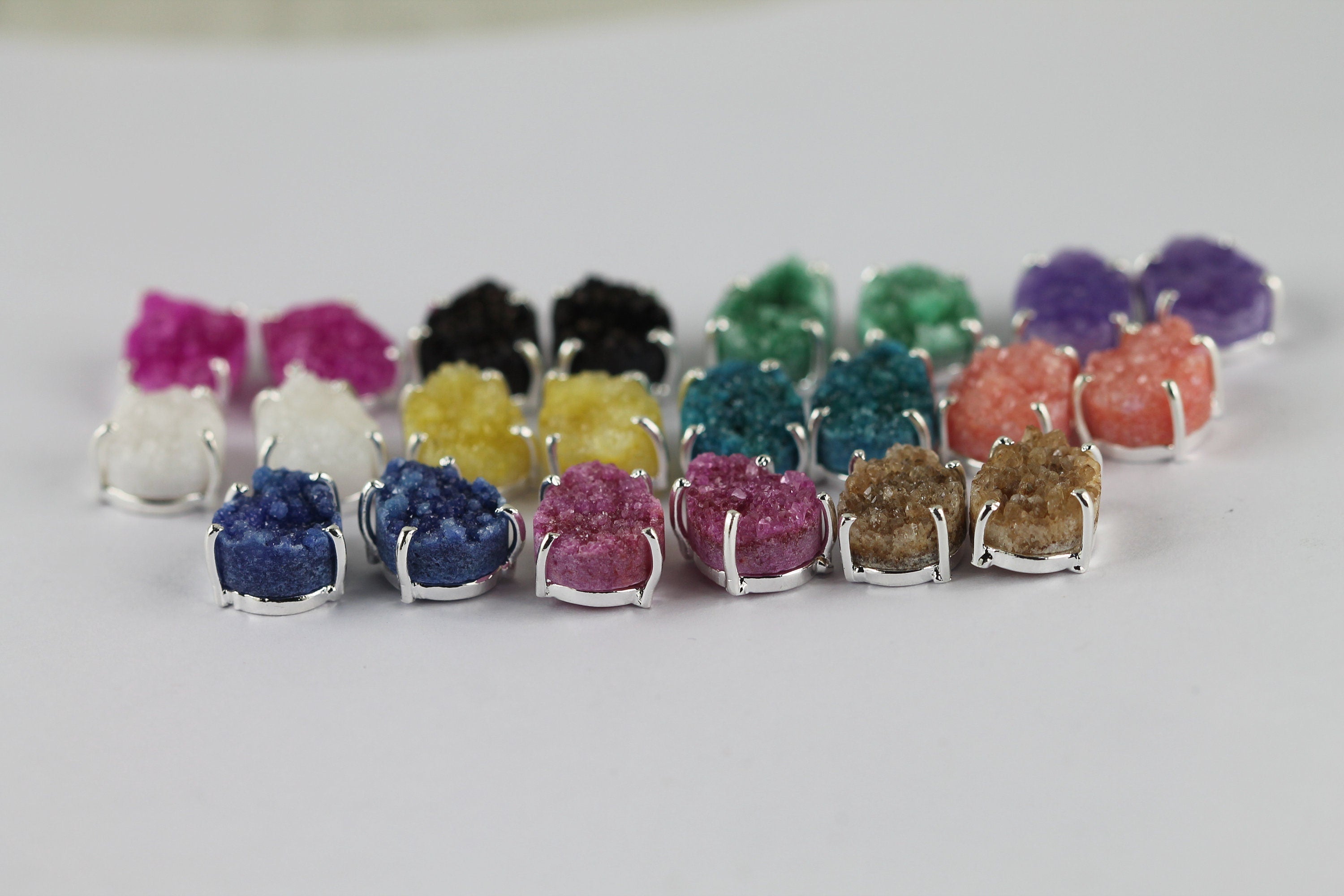 Pear Druzy Minimalistic Studs - Meena Design