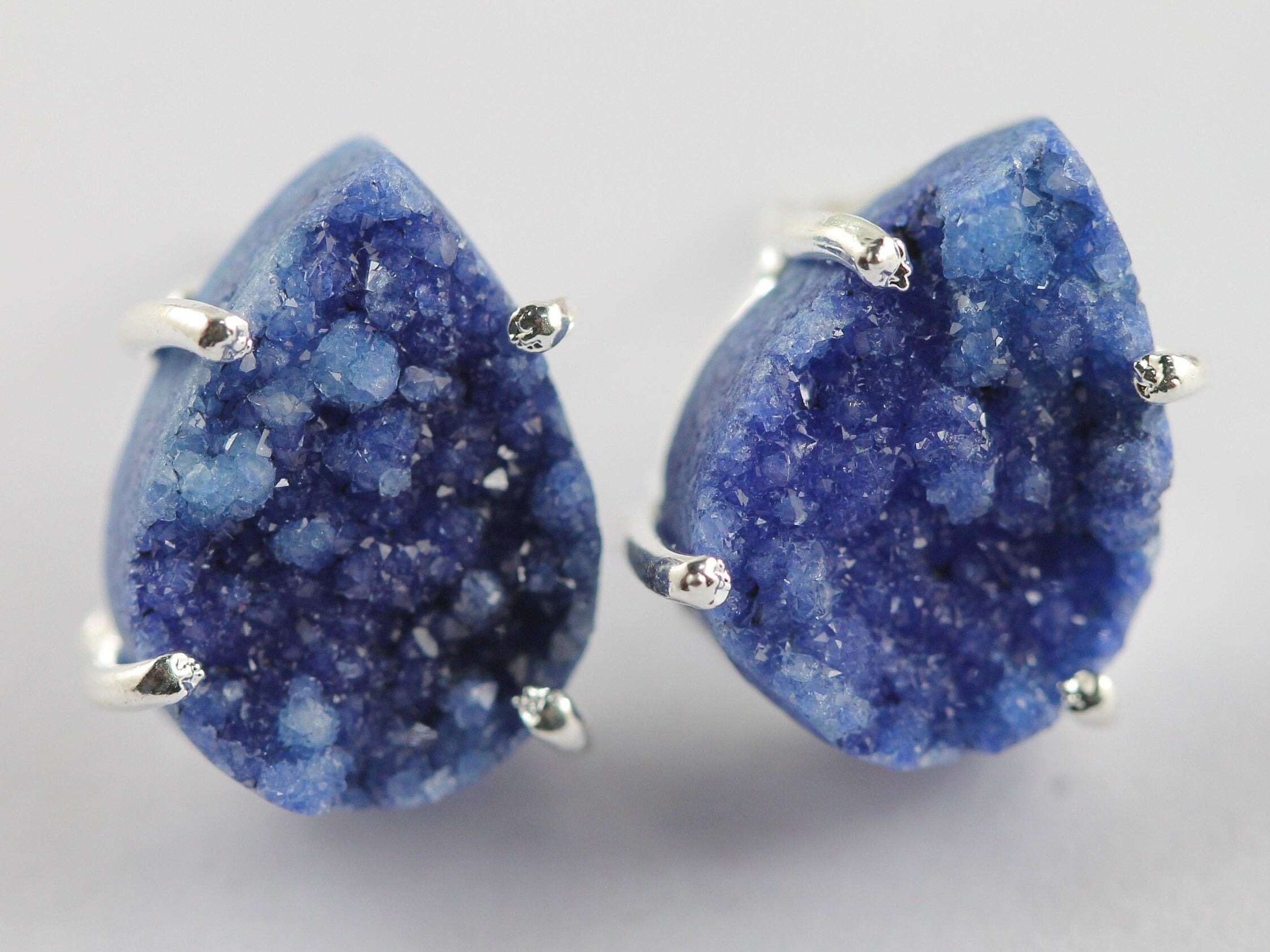 Pear Druzy Minimalistic Studs - Meena Design