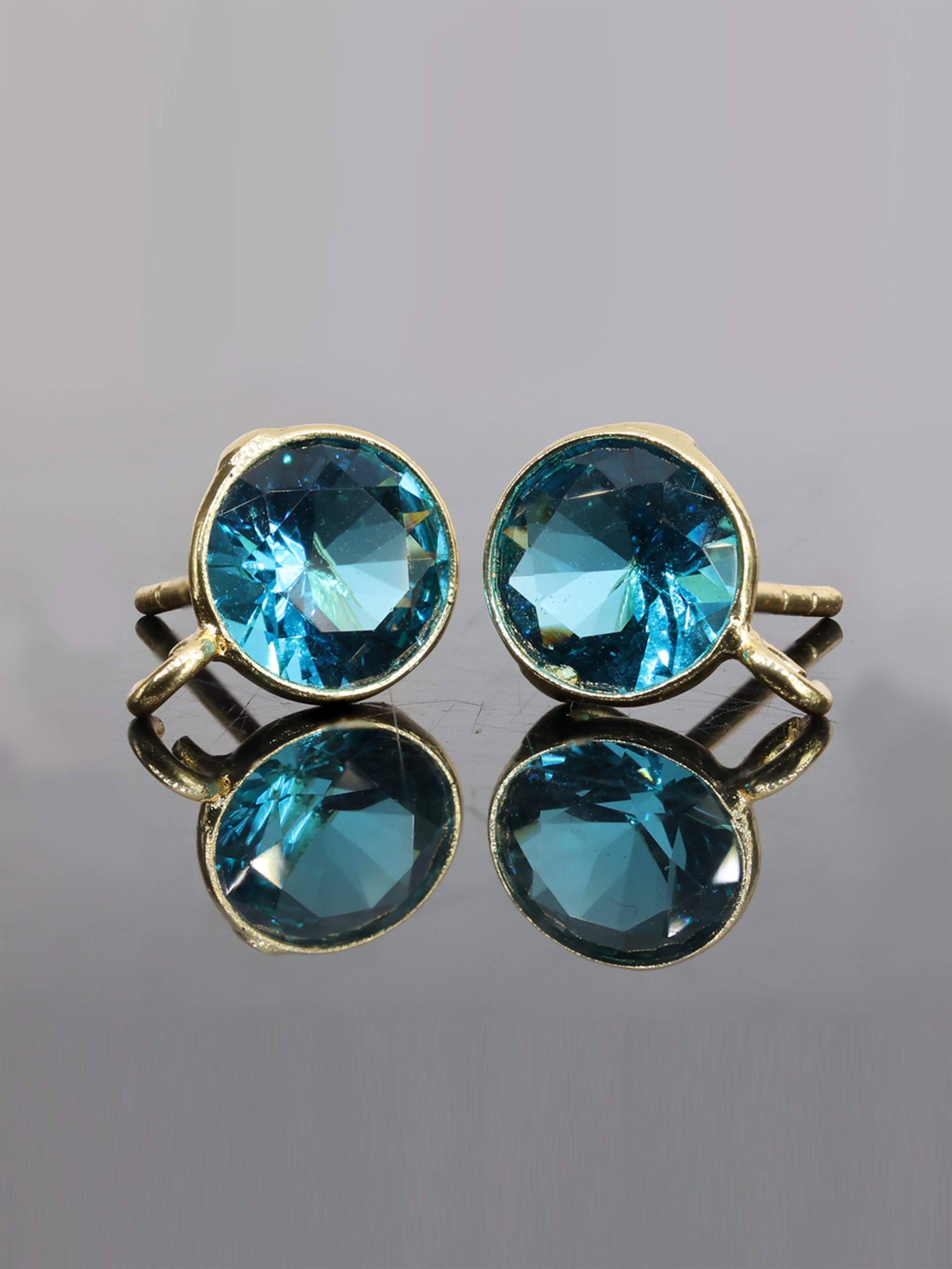 Round Color Gemstone Studs - Meena Design