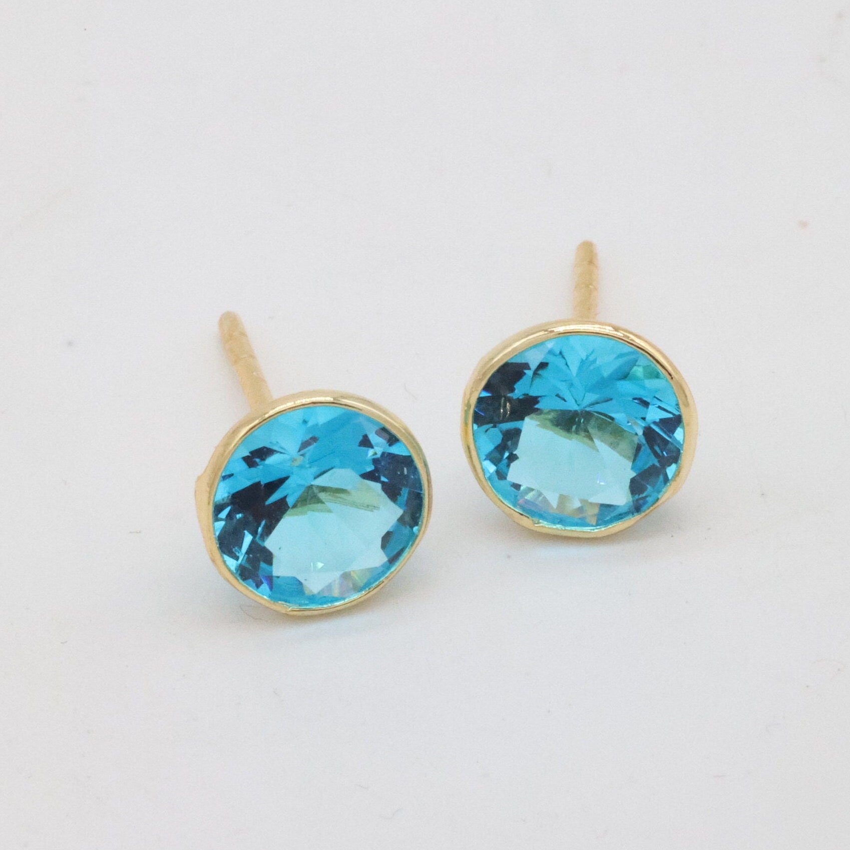 Round Color Gemstone Studs - Meena Design
