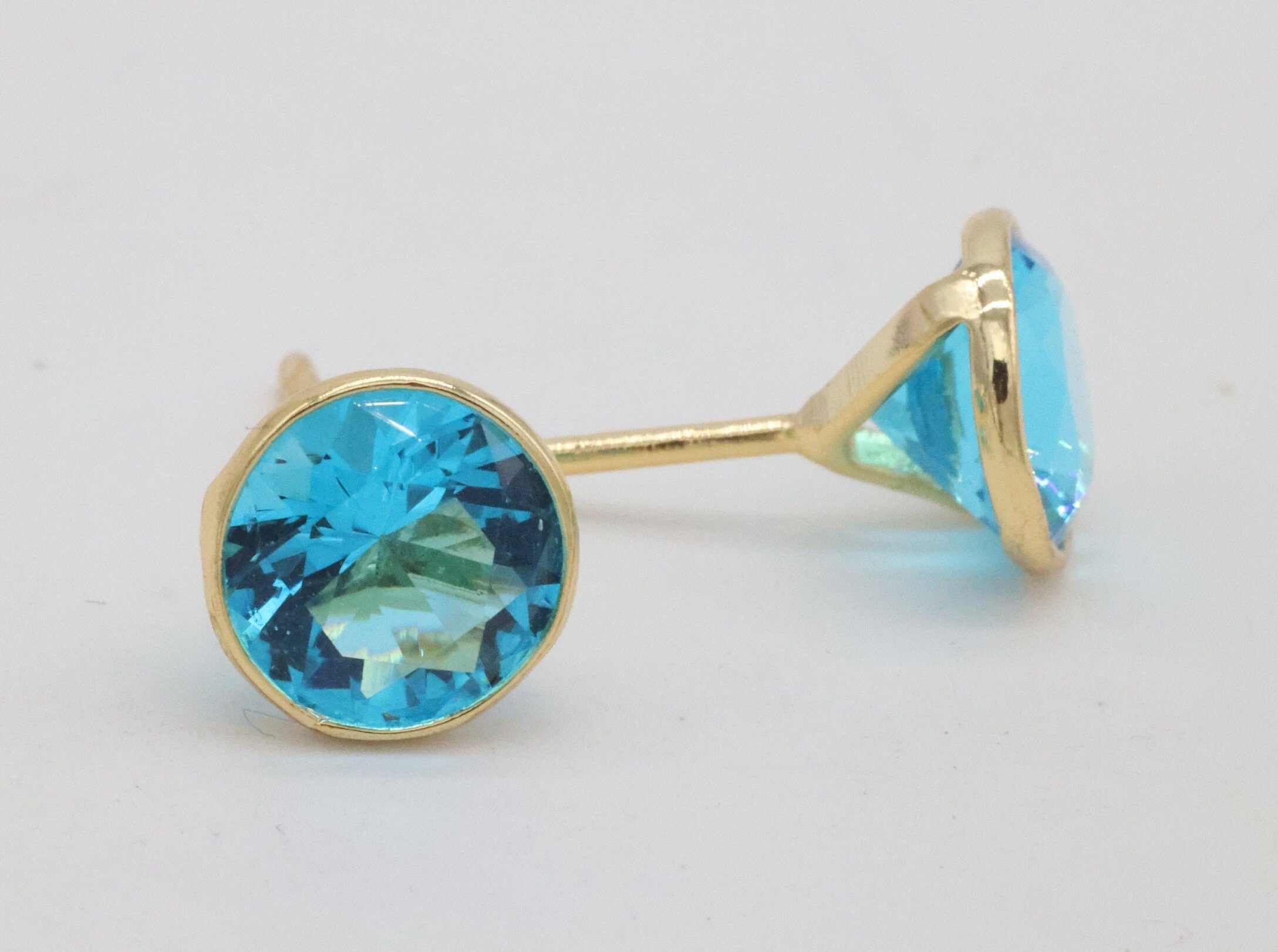 Round Color Gemstone Studs - Meena Design