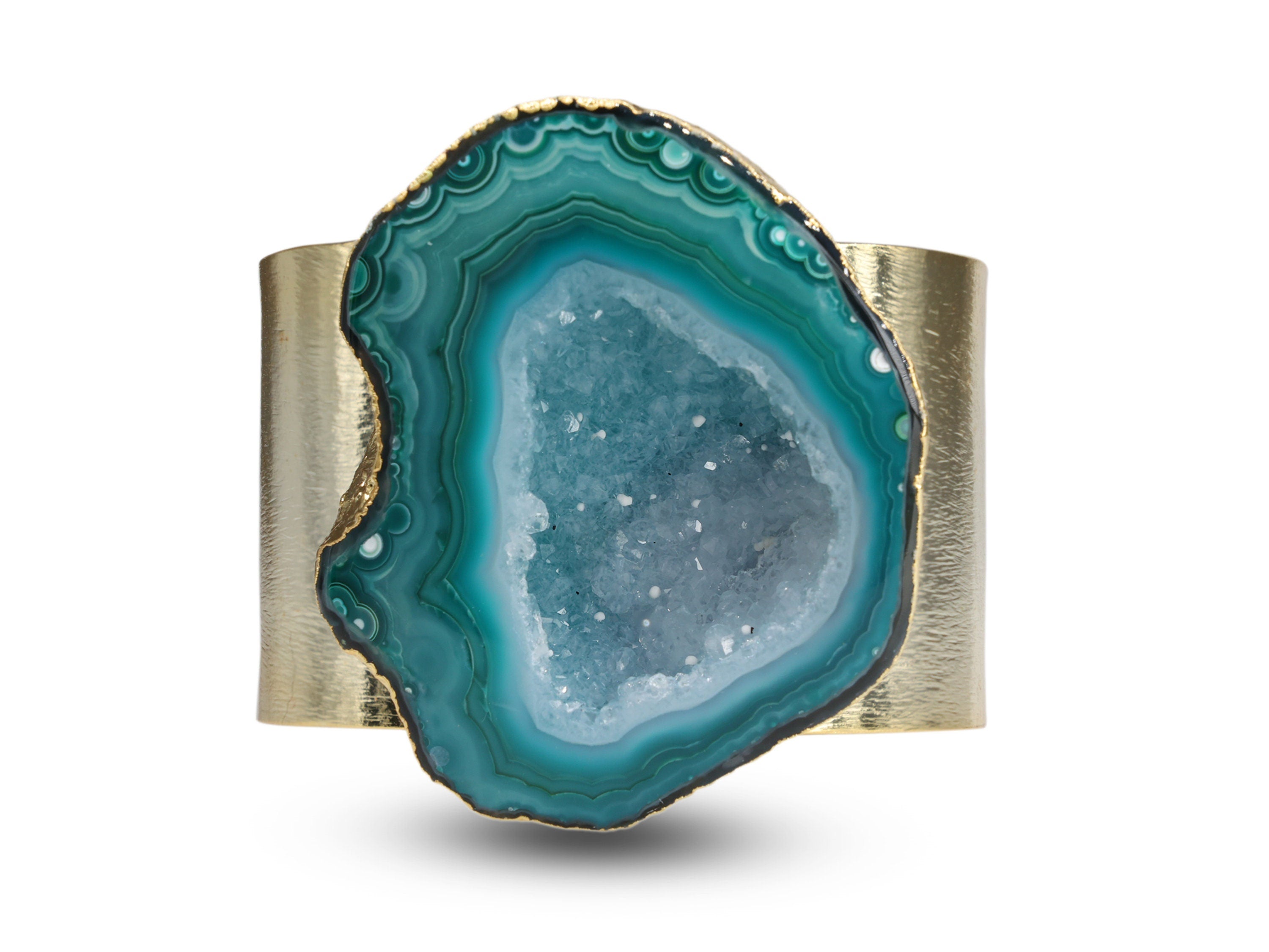 Set Of 4/6 And More Chic Geode Druzy Napkin Rings, Natural Gemstone Handmade Home Table Decor, Wedding Premium Dining Accessories - Meena Design