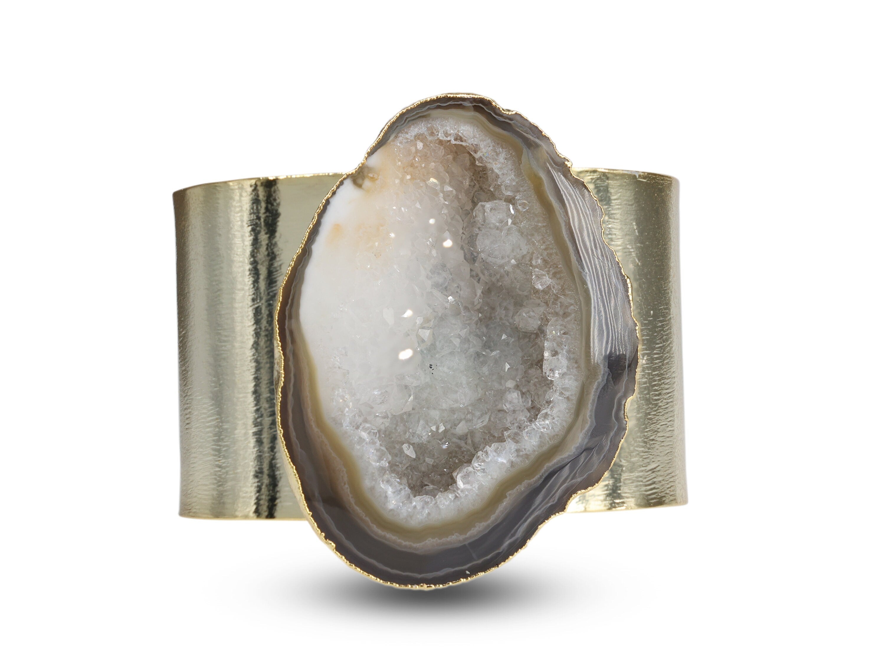 Set Of 4/6 And More Chic Geode Druzy Napkin Rings, Natural Gemstone Handmade Home Table Decor, Wedding Premium Dining Accessories - Meena Design