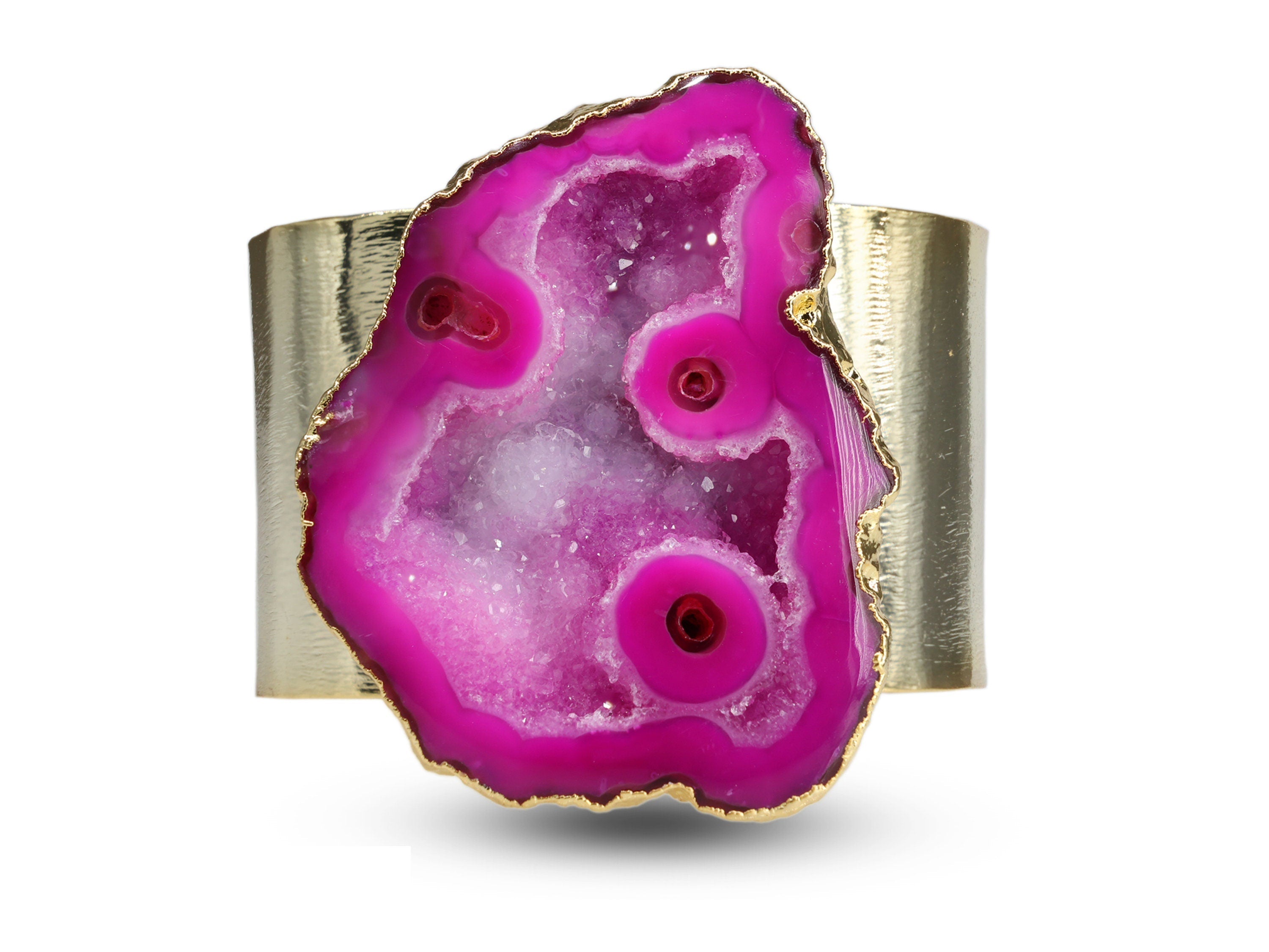 Set Of 4/6 And More Chic Geode Druzy Napkin Rings, Natural Gemstone Handmade Home Table Decor, Wedding Premium Dining Accessories - Meena Design