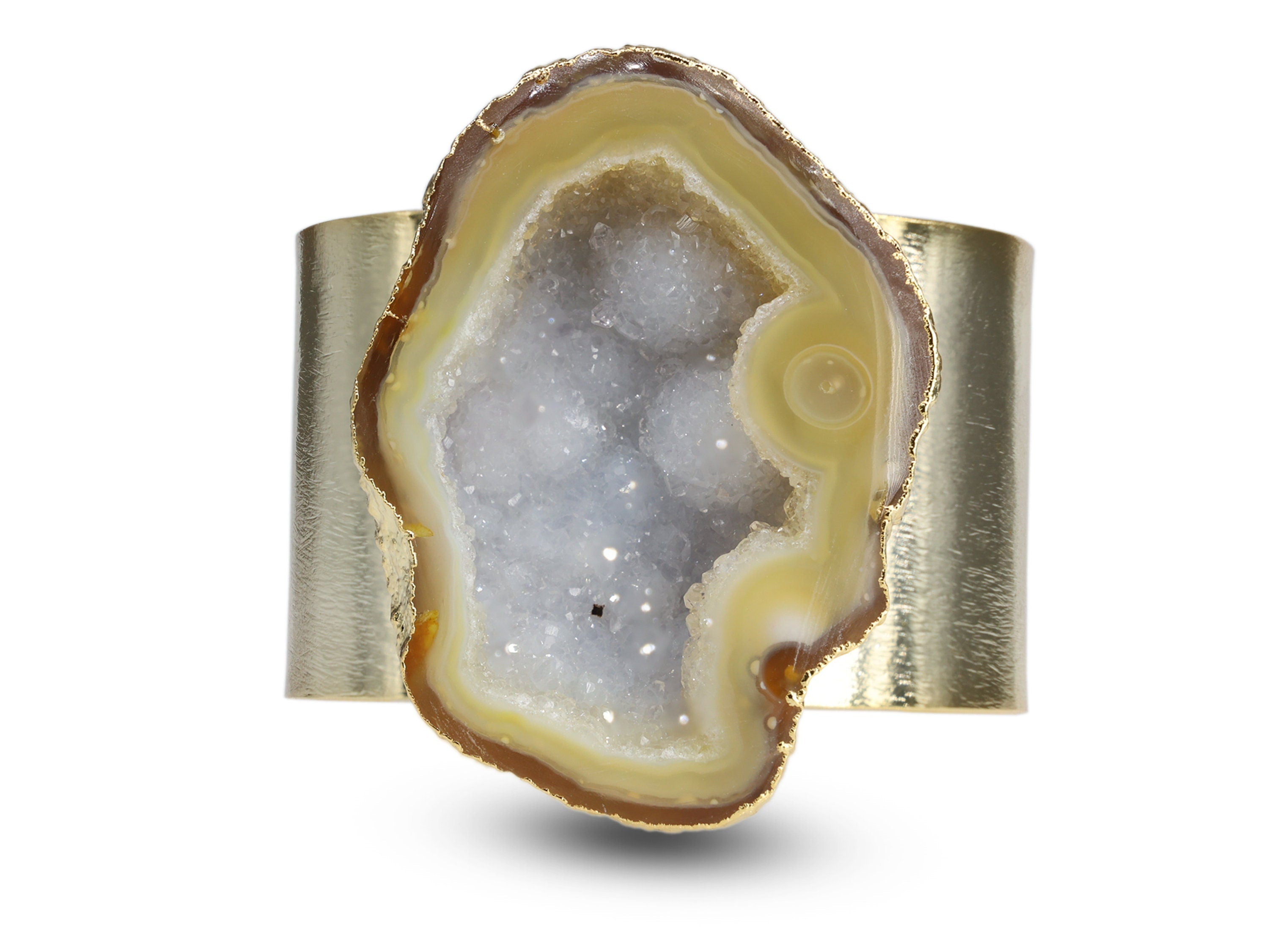 Set Of 4/6 And More Chic Geode Druzy Napkin Rings, Natural Gemstone Handmade Home Table Decor, Wedding Premium Dining Accessories - Meena Design