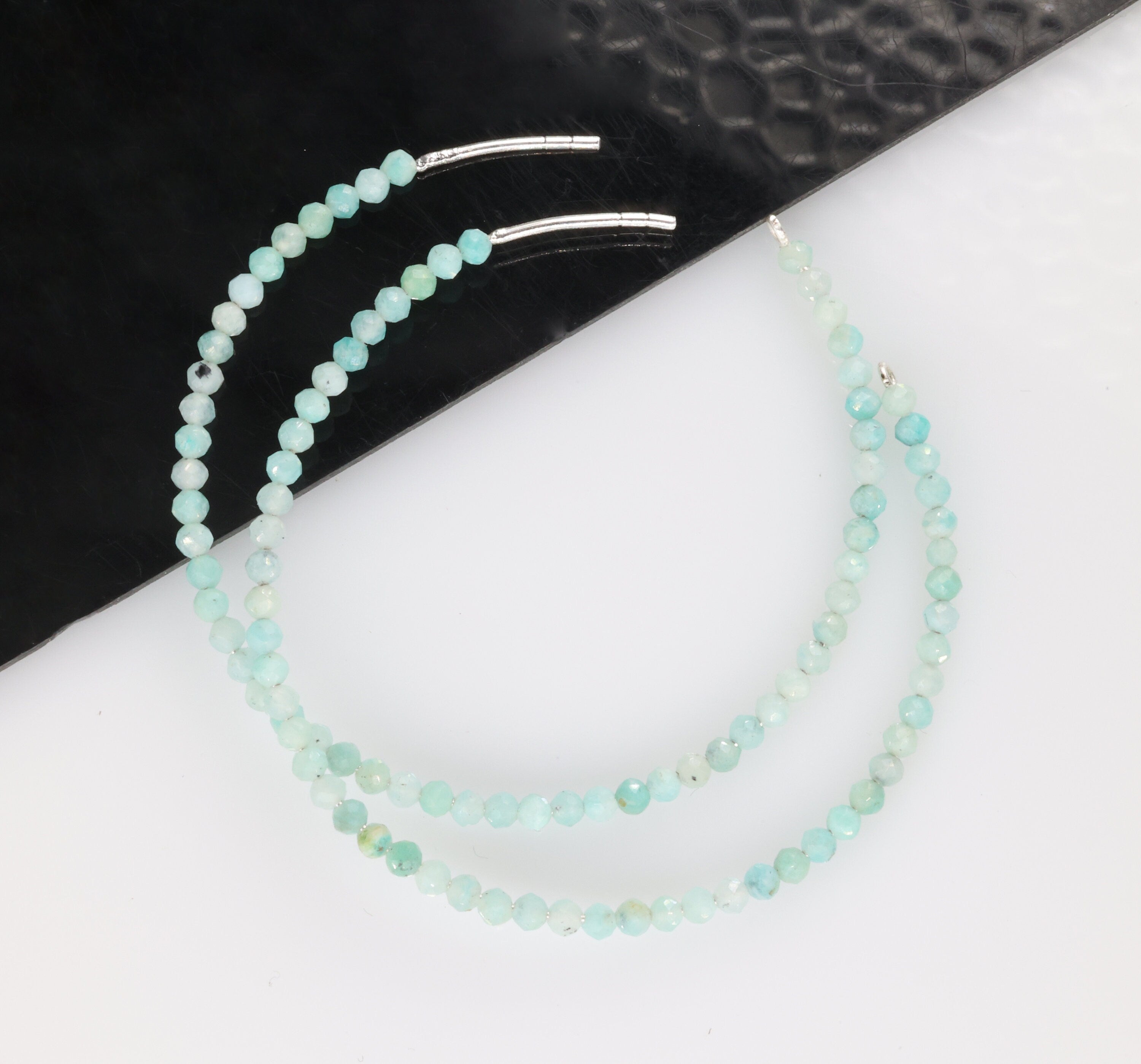 Silver Hoop Earring, Micro Faceted Natural Beads, beads earring, beads jewellery, handmade jewellery - Meena Design