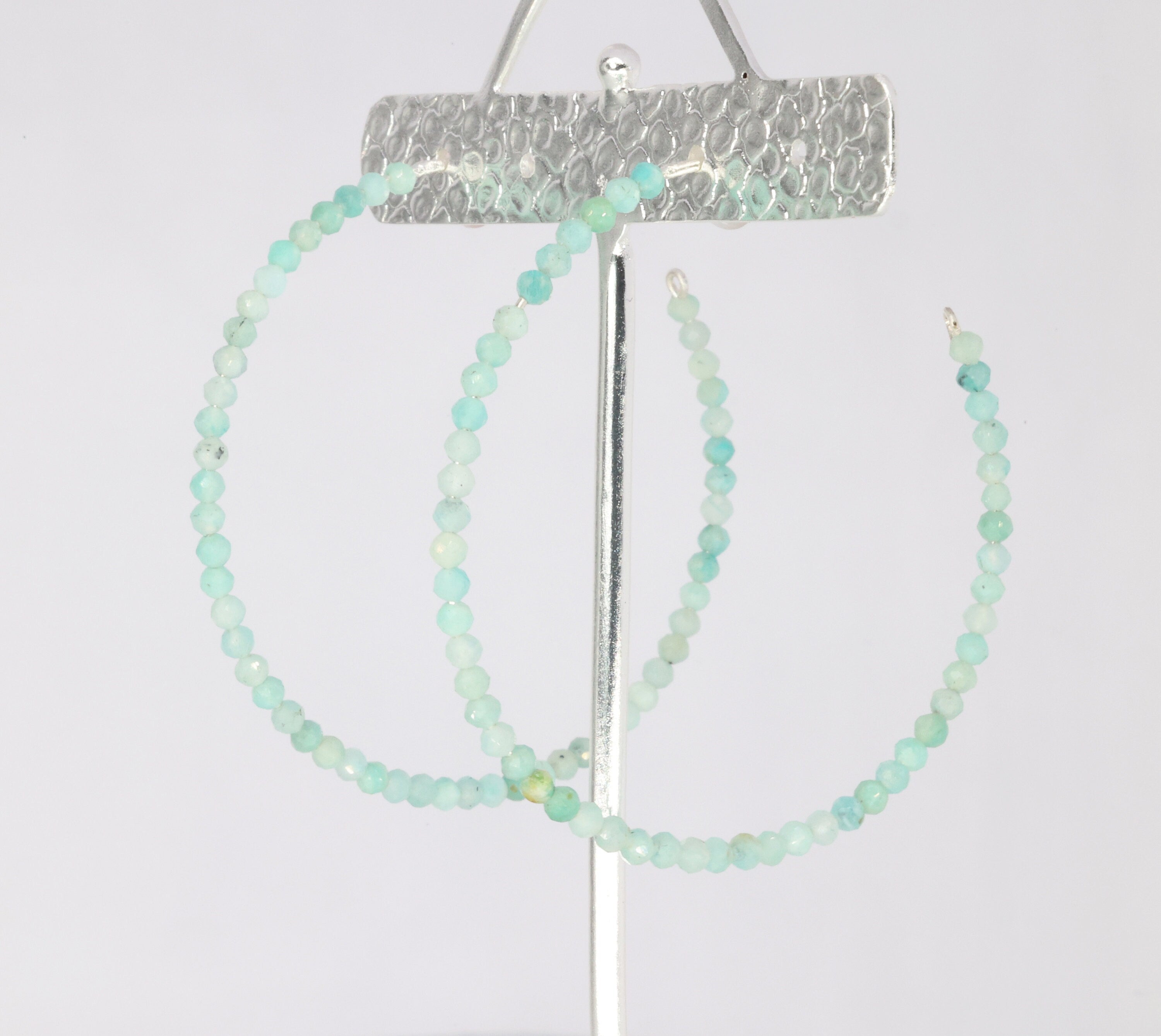 Silver Hoop Earring, Micro Faceted Natural Beads, beads earring, beads jewellery, handmade jewellery - Meena Design