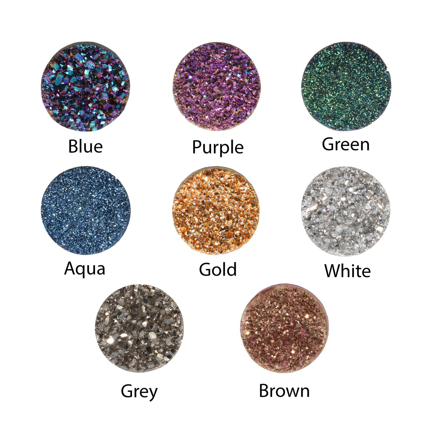Studs Earrings Ear Post Natural Titanium Round Druzy 10 MM - Meena Design