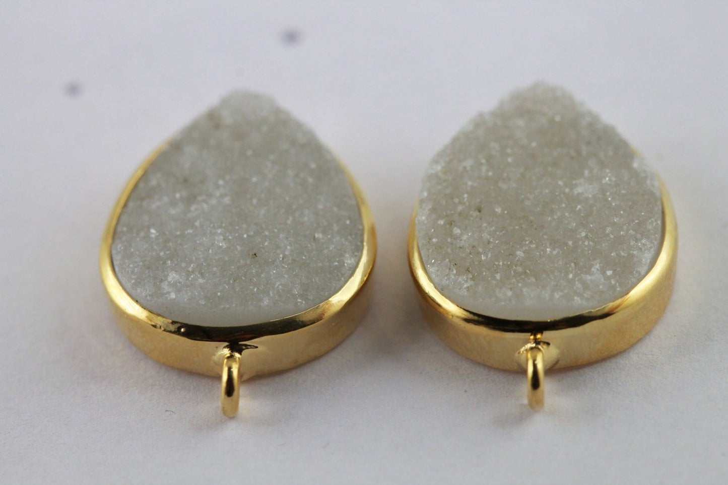Studs Earrings Earpost Natural Druzy Pear ,15*20 MM - Meena Design