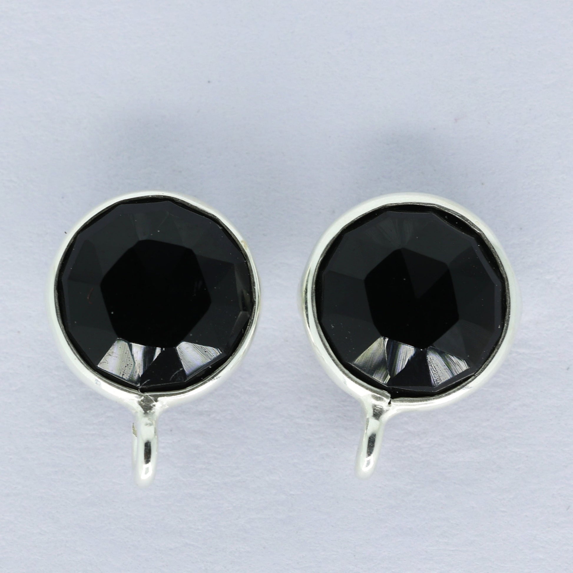 12 MM Round Stud Earpost Faceted Briolette Gemstone Gold Plated Brass - Meena Design