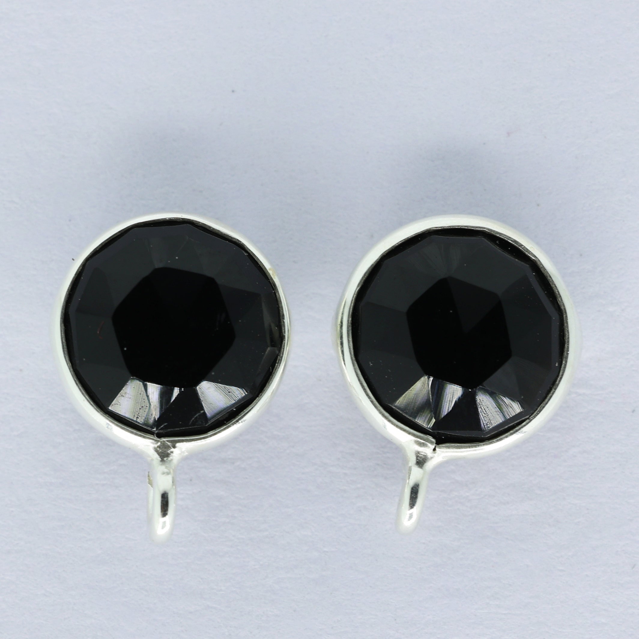 12 MM Round Stud Earpost Faceted Briolette Gemstone Gold Plated Brass - Meena Design