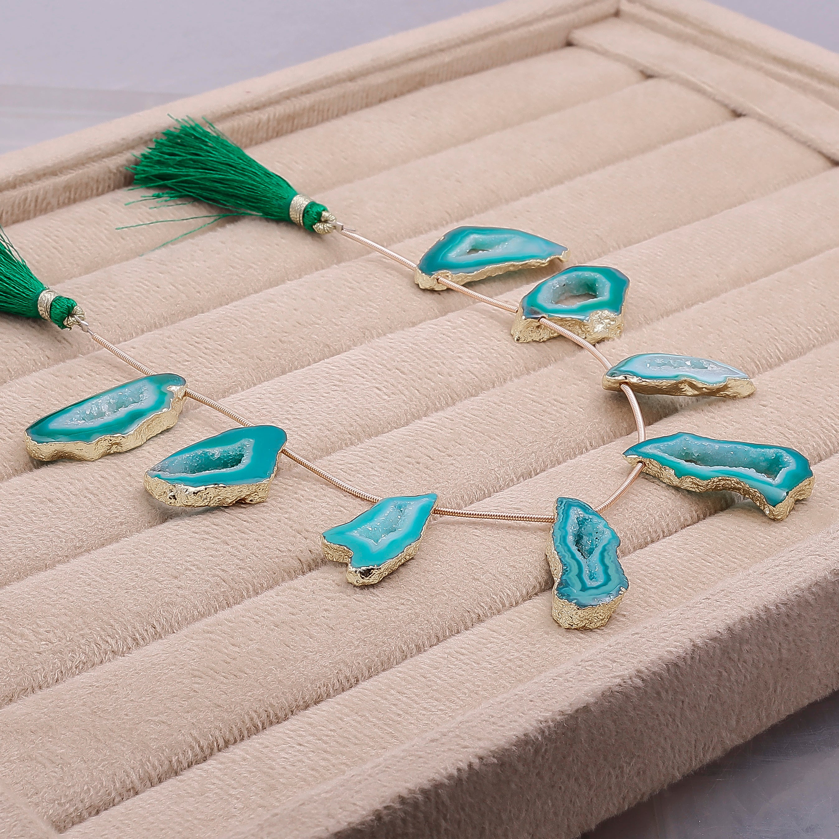 Handcrafted Pink Geode Necklace with Natural Stone Details