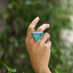 Natural agate druzy statement ring with brass or 925 silver bezel setting