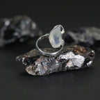 Mondstein-Silberring, weißer Regenbogen, handgefertigter Silberschmuck, Chakra-Schmuck, natürliche Edelsteine