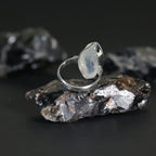 Mondstein-Silberring, weißer Regenbogen, handgefertigter Silberschmuck, Chakra-Schmuck, natürliche Edelsteine