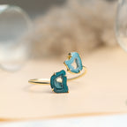 Elegant adjustable brass bracelet featuring two polished agate slices outlined in gold