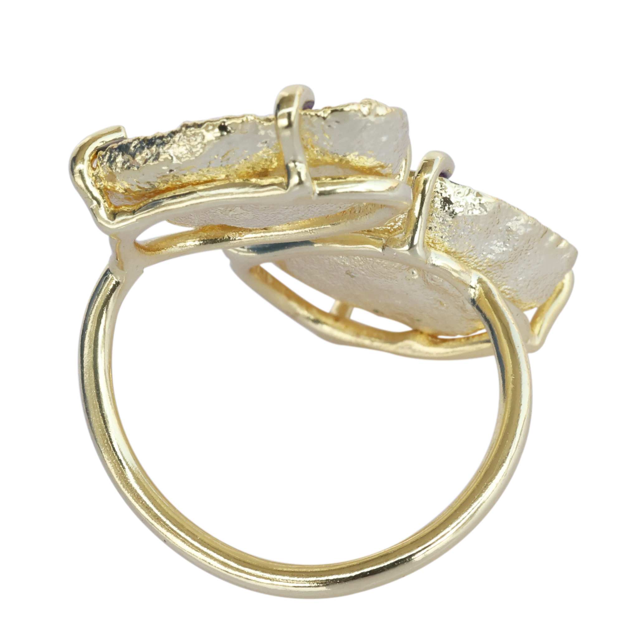 Twins Two Geode Gemstone Rings Prong Set 15 - 25 MM