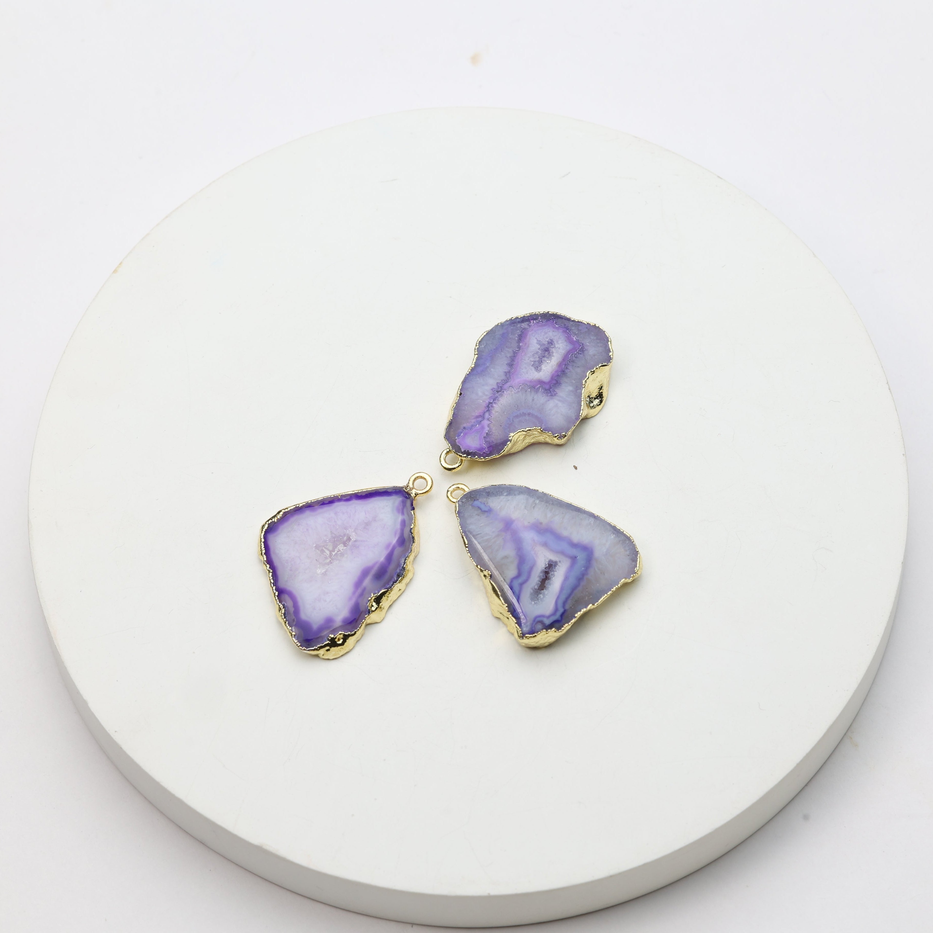 Purple Agate Geode Slice Druzy Connector 20-25 – Natural Gemstone Connector for Handmade Jewelry | Get Exact Piece Shown in the Picture