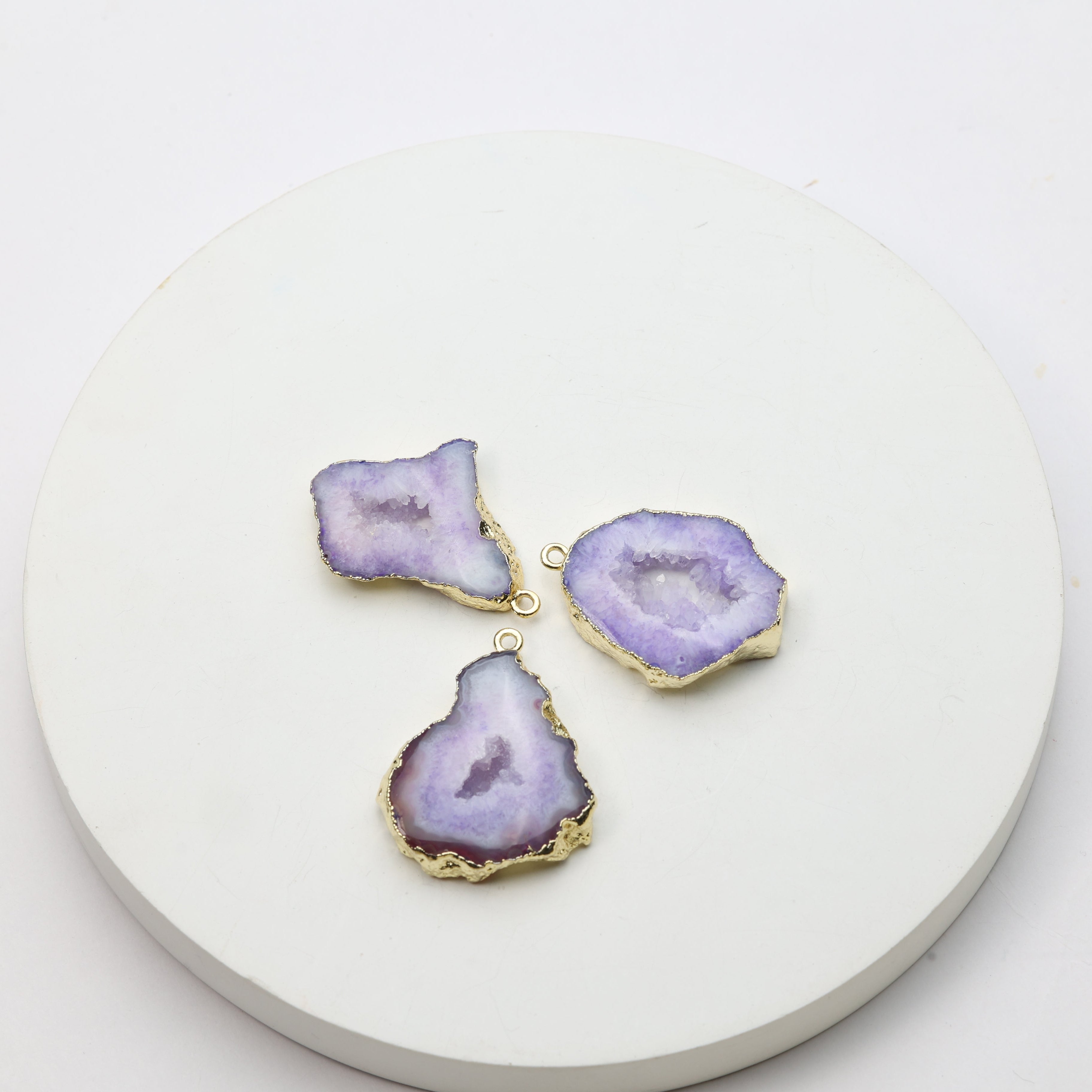 Purple Agate Geode Slice Druzy Connector 20-25 – Natural Gemstone Connector for Handmade Jewelry | Get Exact Piece Shown in the Picture
