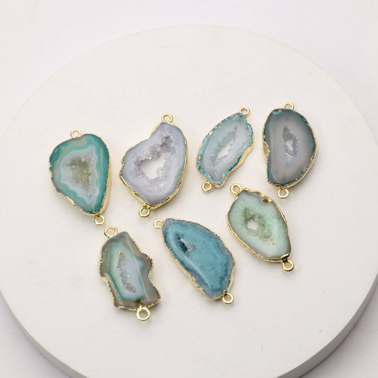 Geode connector for crystal jewelry making