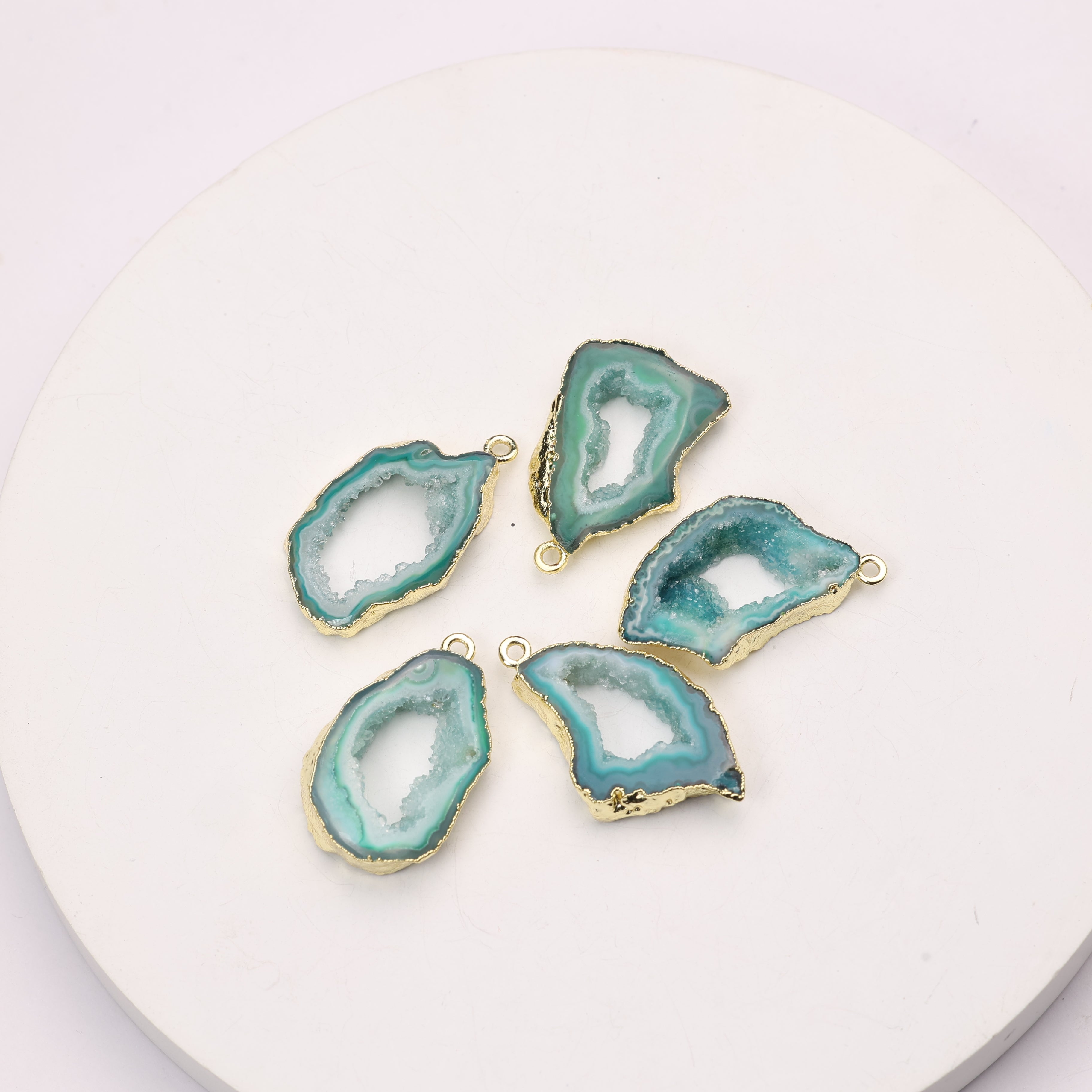 Unique geode connector for artisan bracelet making