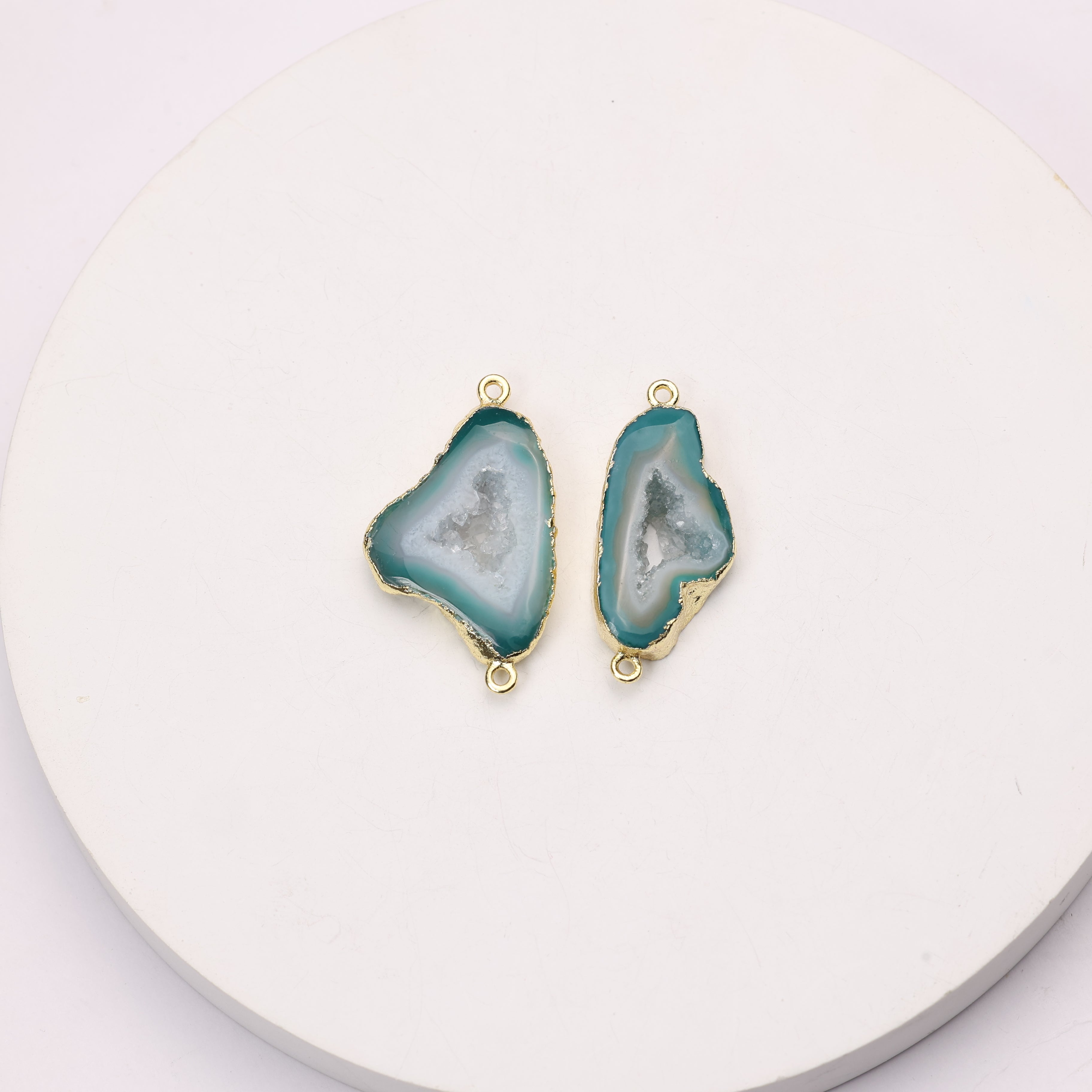 Purple geode connector for gemstone accessories