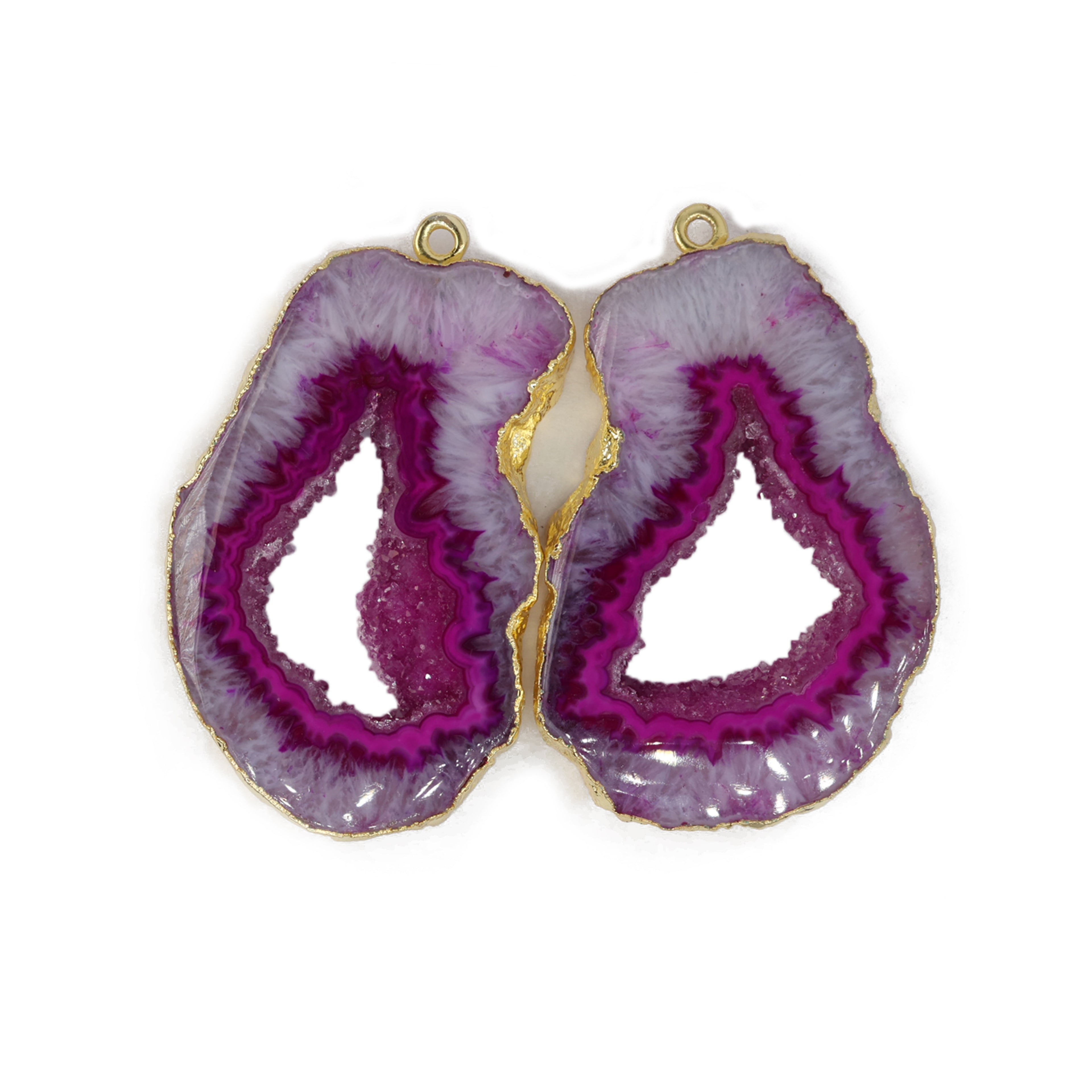 silver Agate Geode Slice Pairs
