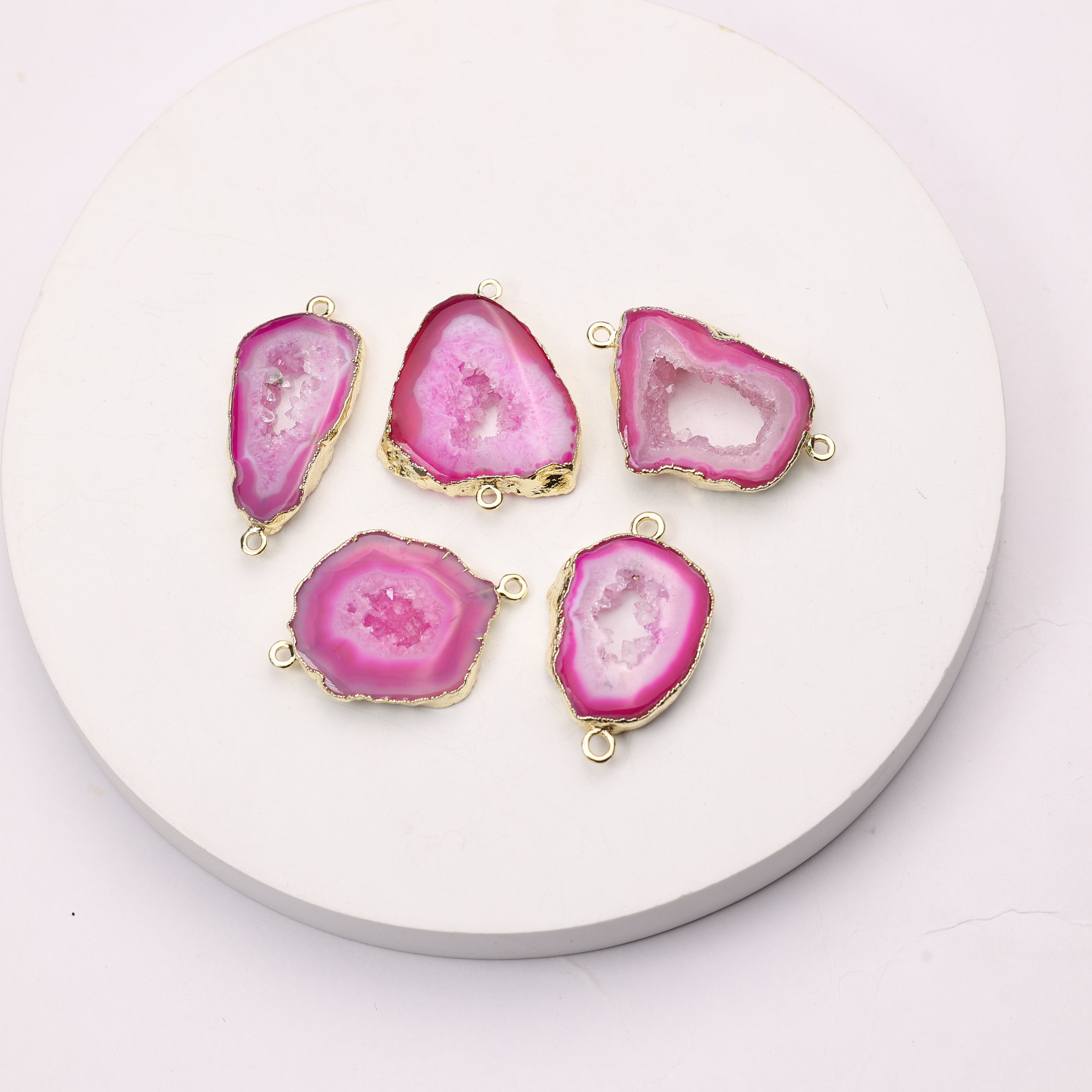 Statement geode connector for luxury jewelry