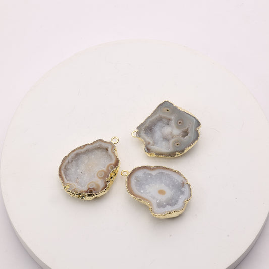 Natural crystal druzy agate connector for jewelry