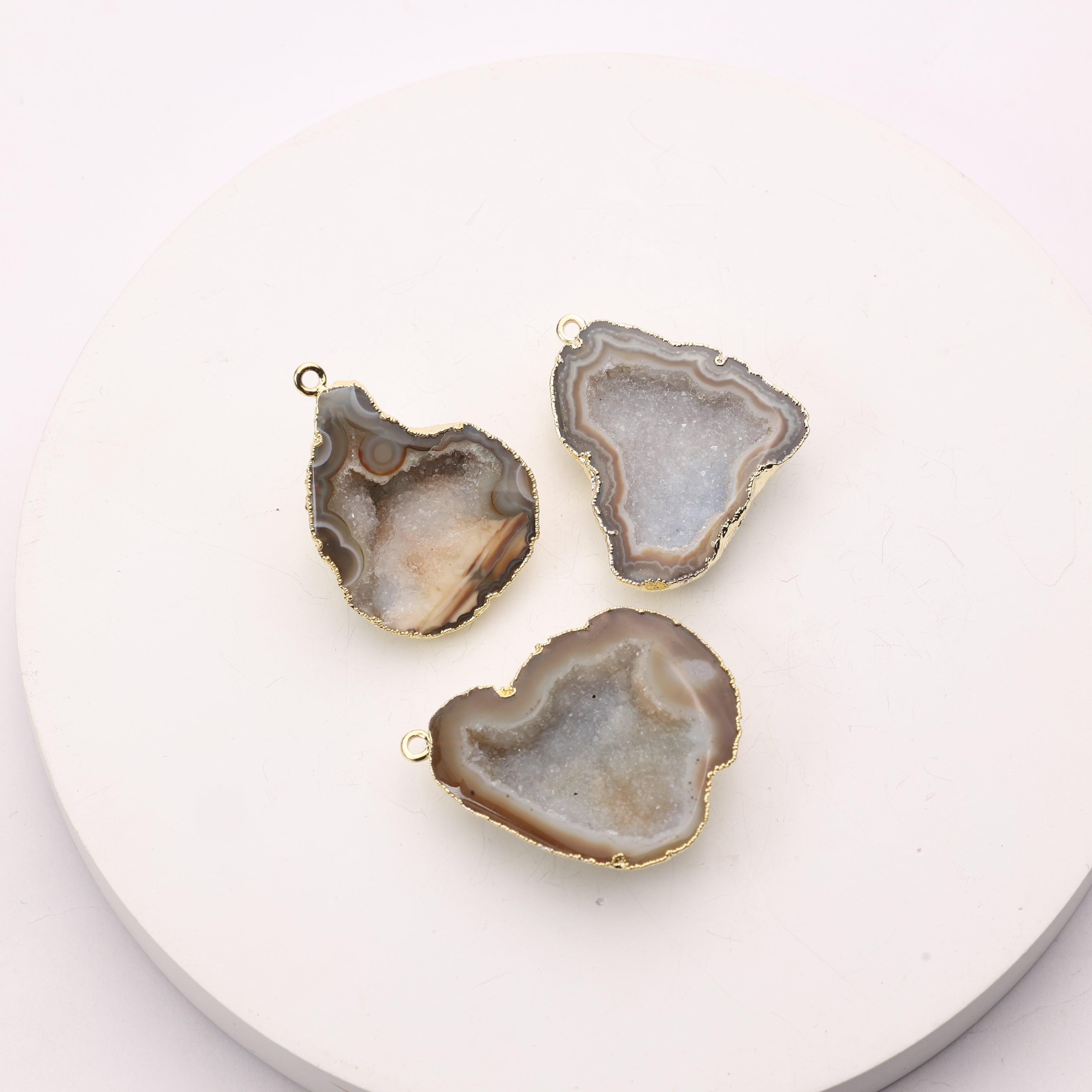 Beige agate jewelry connector for artisans