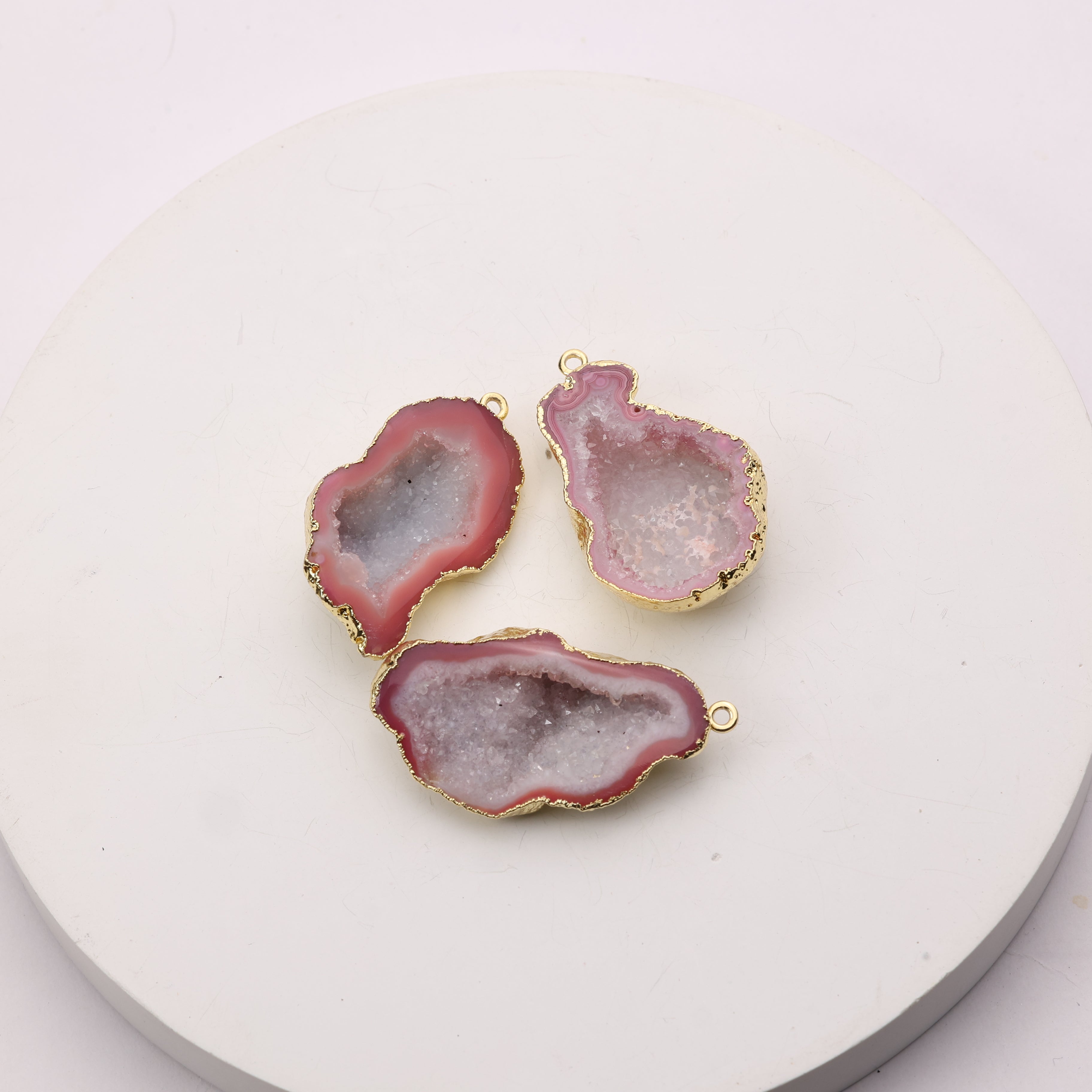 Unique agate slice connector for jewelry projects