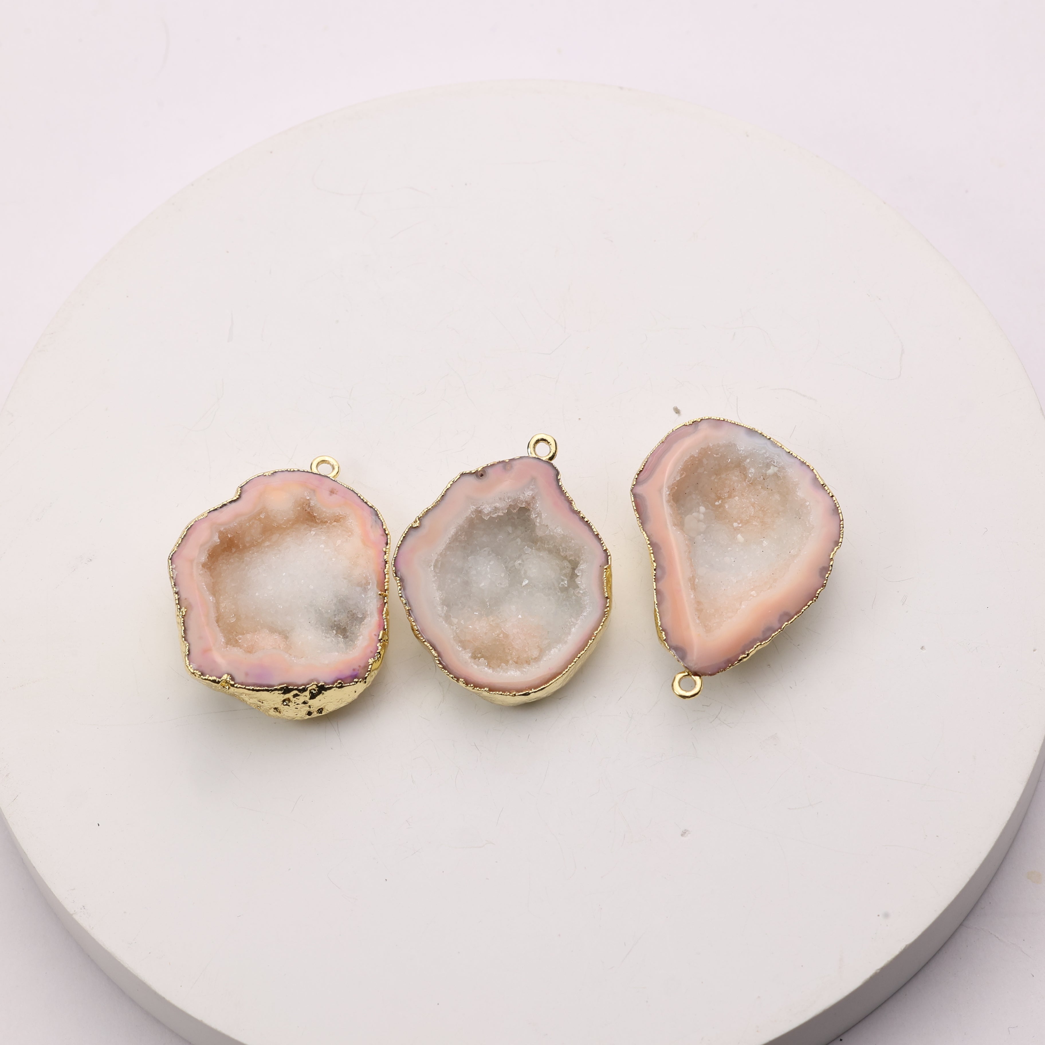 Geode slice druzy connector for handmade bracelets