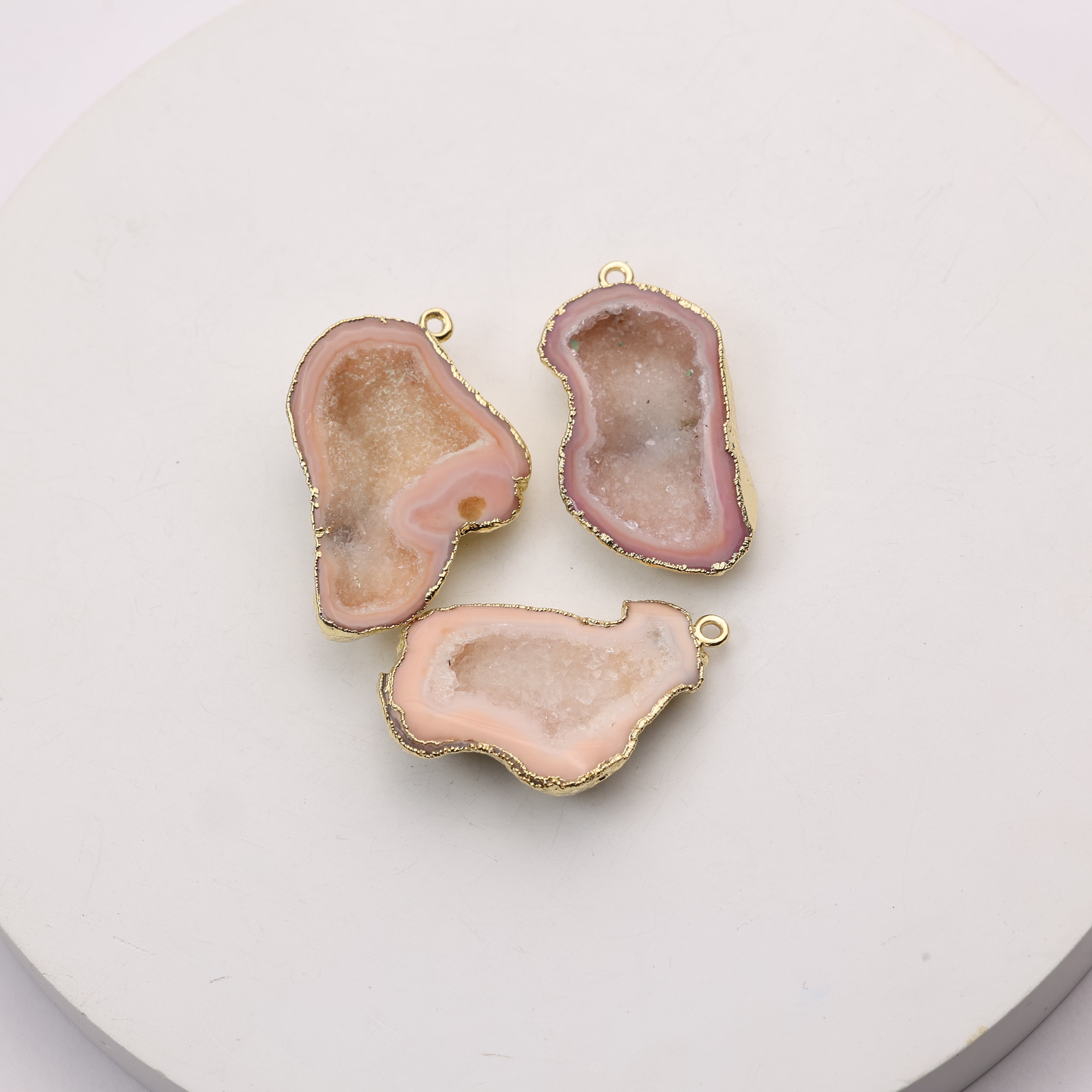 Natural druzy geode gemstone connector 25–30mm