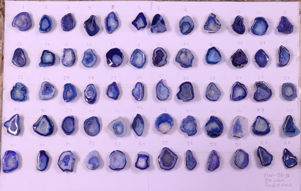 Geode Stones (Pendant) by Selection 25-30 mm Blue For Making Pendant Jewelry