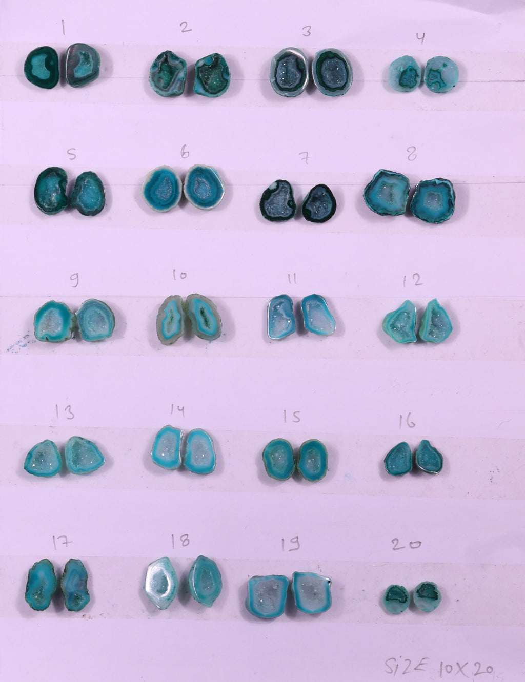 Geode Pairs (Earring) by Selection  10-20  mm Green Color