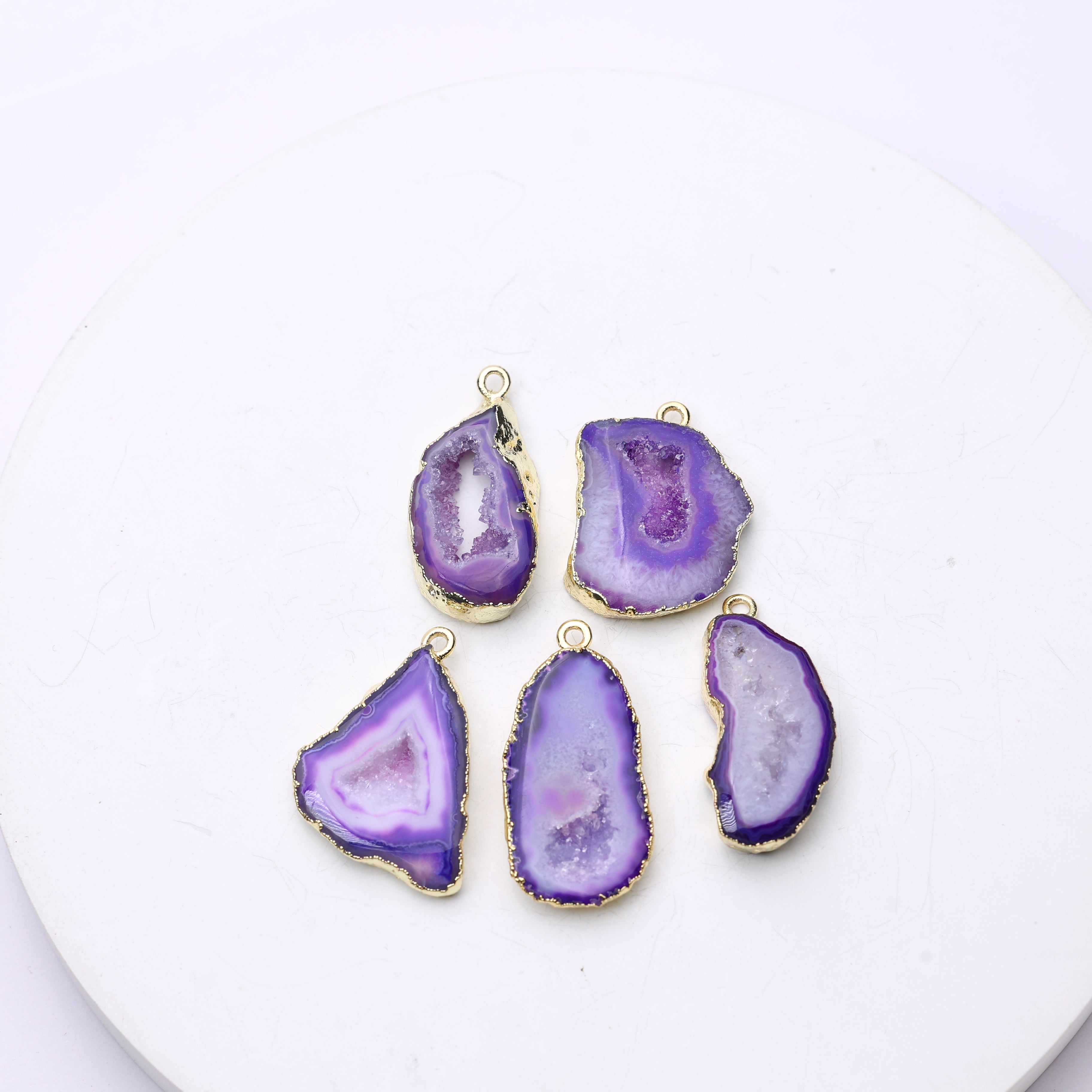 Purple Agate Geode Slice Druzy Connector 20-25 – Natural Gemstone Connector for Handmade Jewelry | Get Exact Piece Shown in the Picture