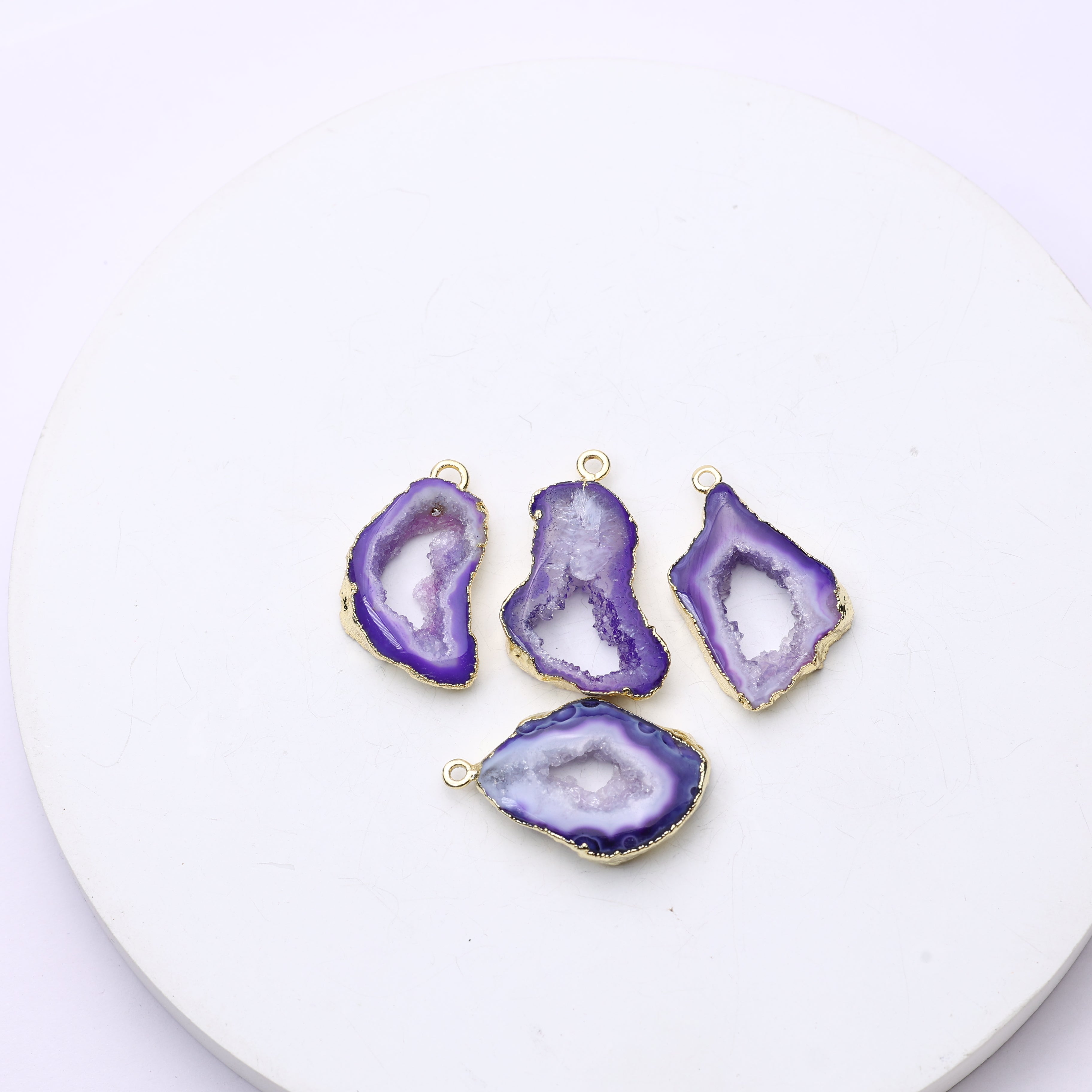 Purple Agate Geode Slice Druzy Connector 20-25 – Natural Gemstone Connector for Handmade Jewelry | Get Exact Piece Shown in the Picture