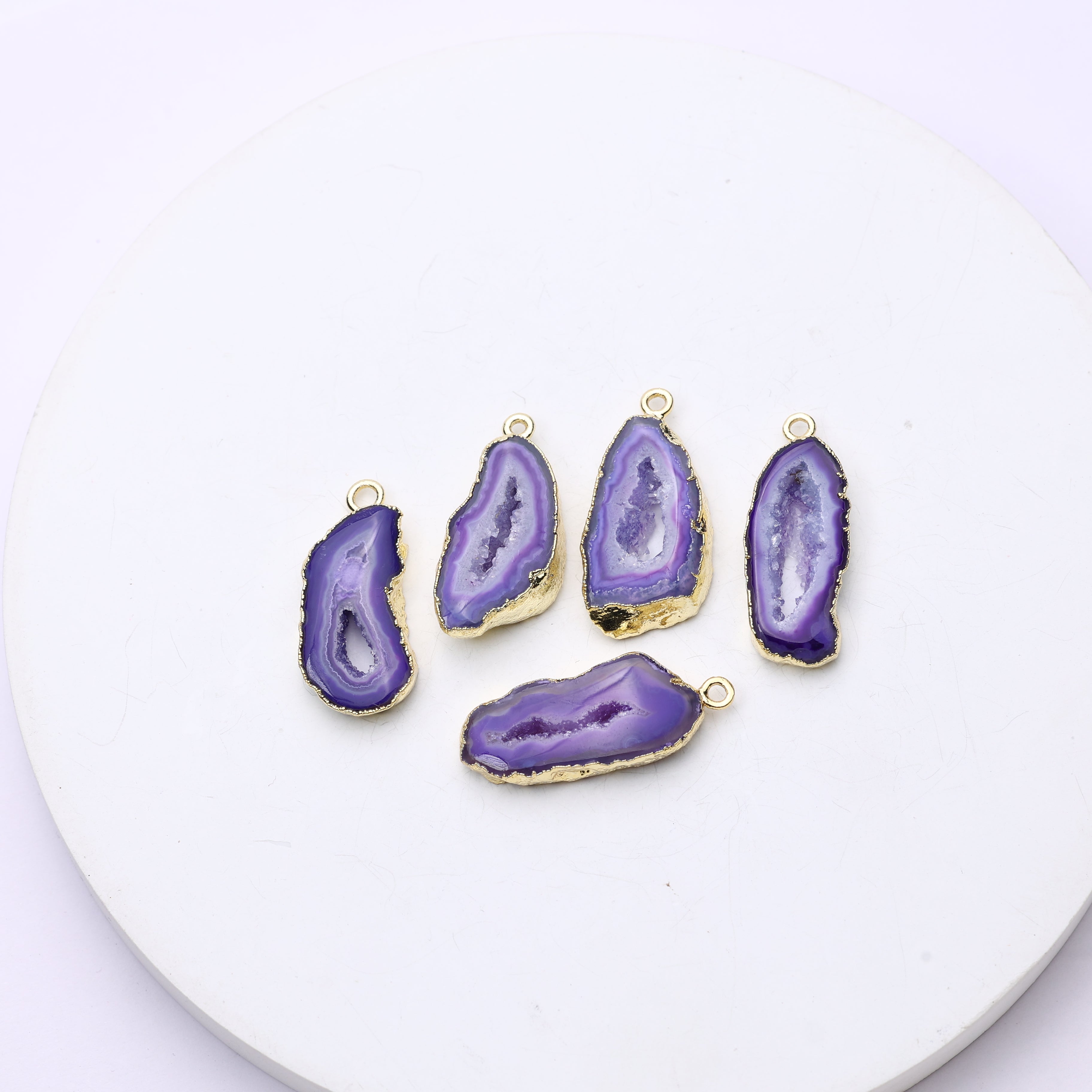 Purple Agate Geode Slice Druzy Connector 20-25 – Natural Gemstone Connector for Handmade Jewelry | Get Exact Piece Shown in the Picture