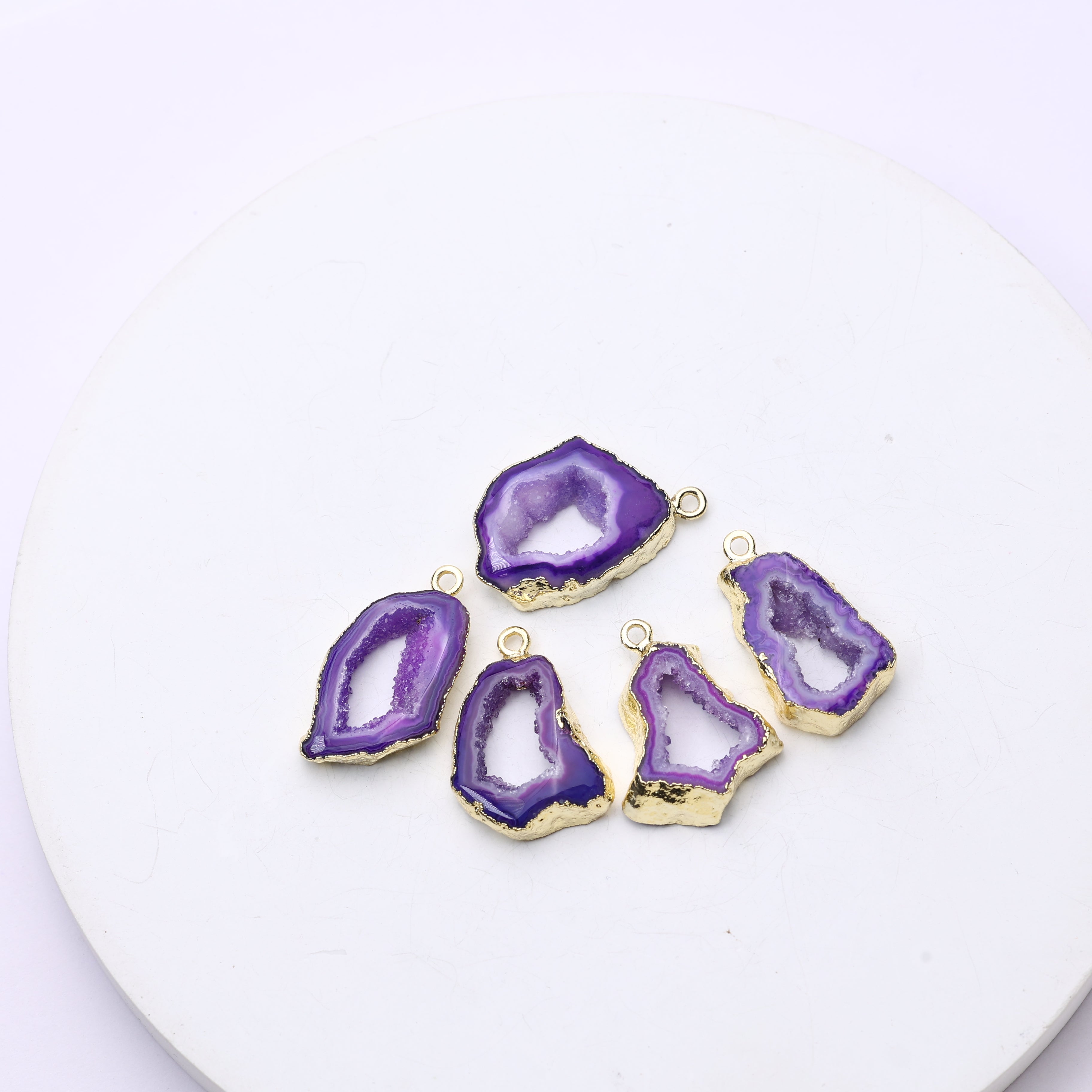 Purple Agate Geode Slice Druzy Connector 15-20 – Natural Gemstone Connector for Handmade Jewelry | Get Exact Piece Shown in the Picture