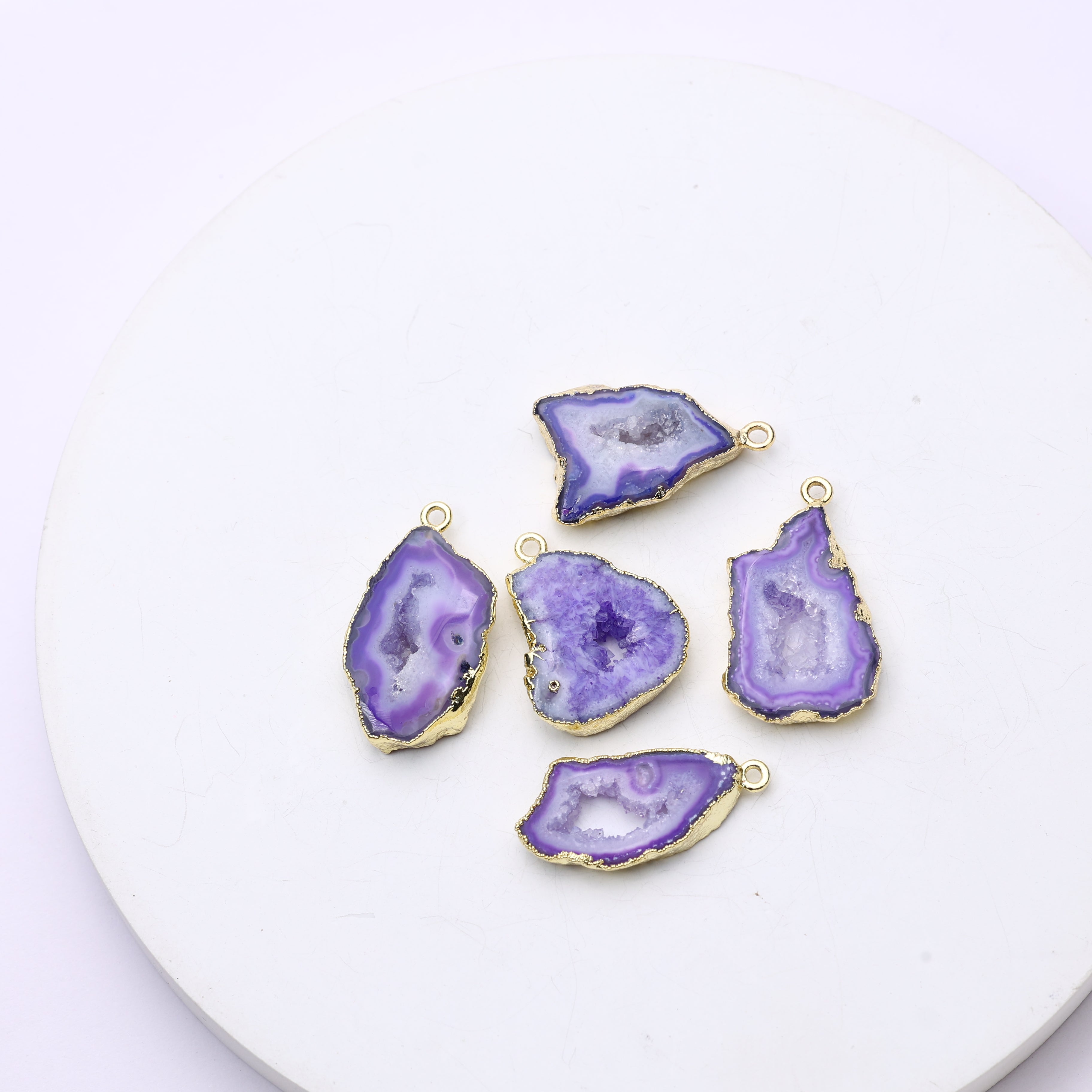 Purple Agate Geode Slice Druzy Connector 15-20 – Natural Gemstone Connector for Handmade Jewelry | Get Exact Piece Shown in the Picture