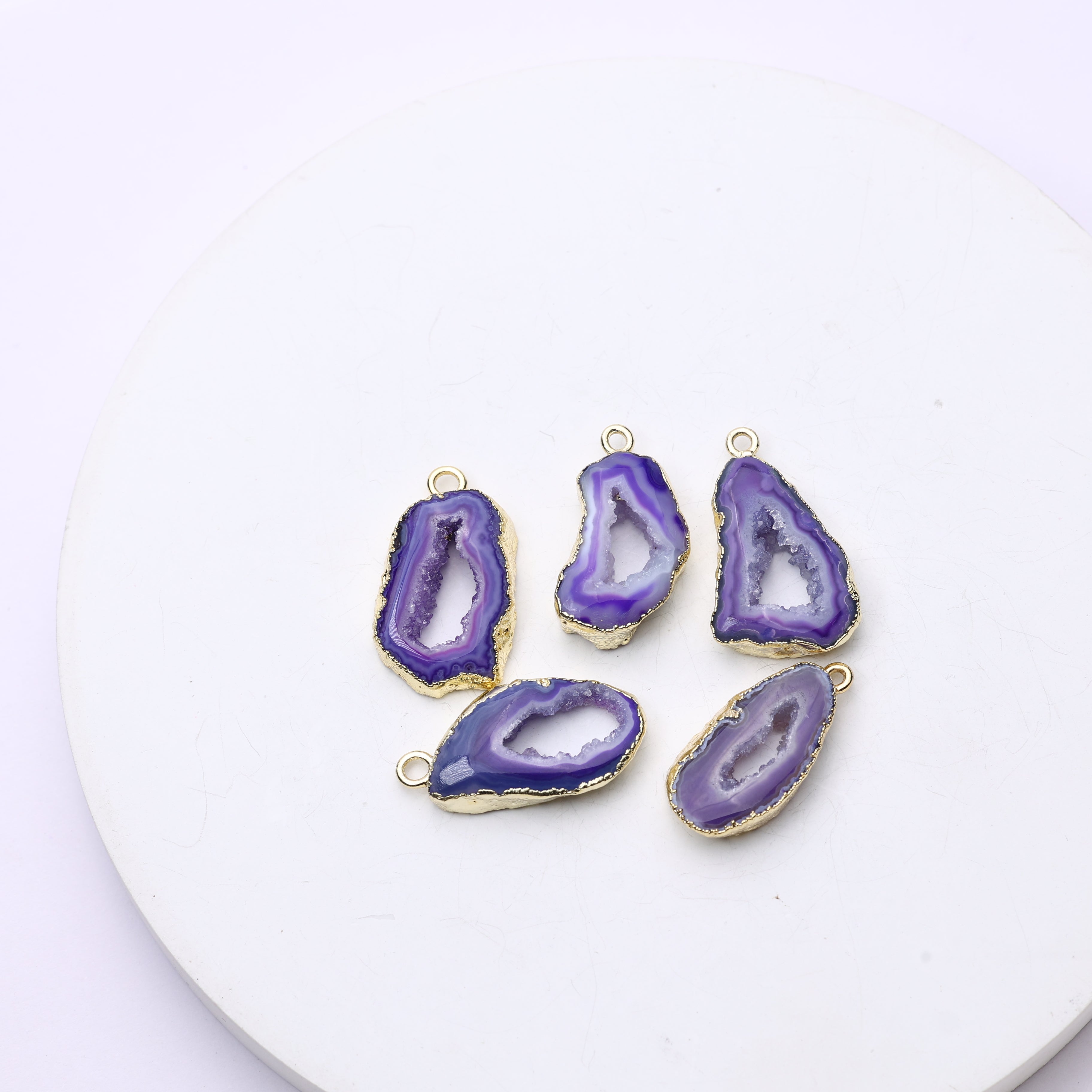 Purple Agate Geode Slice Druzy Connector 15-20 – Natural Gemstone Connector for Handmade Jewelry | Get Exact Piece Shown in the Picture