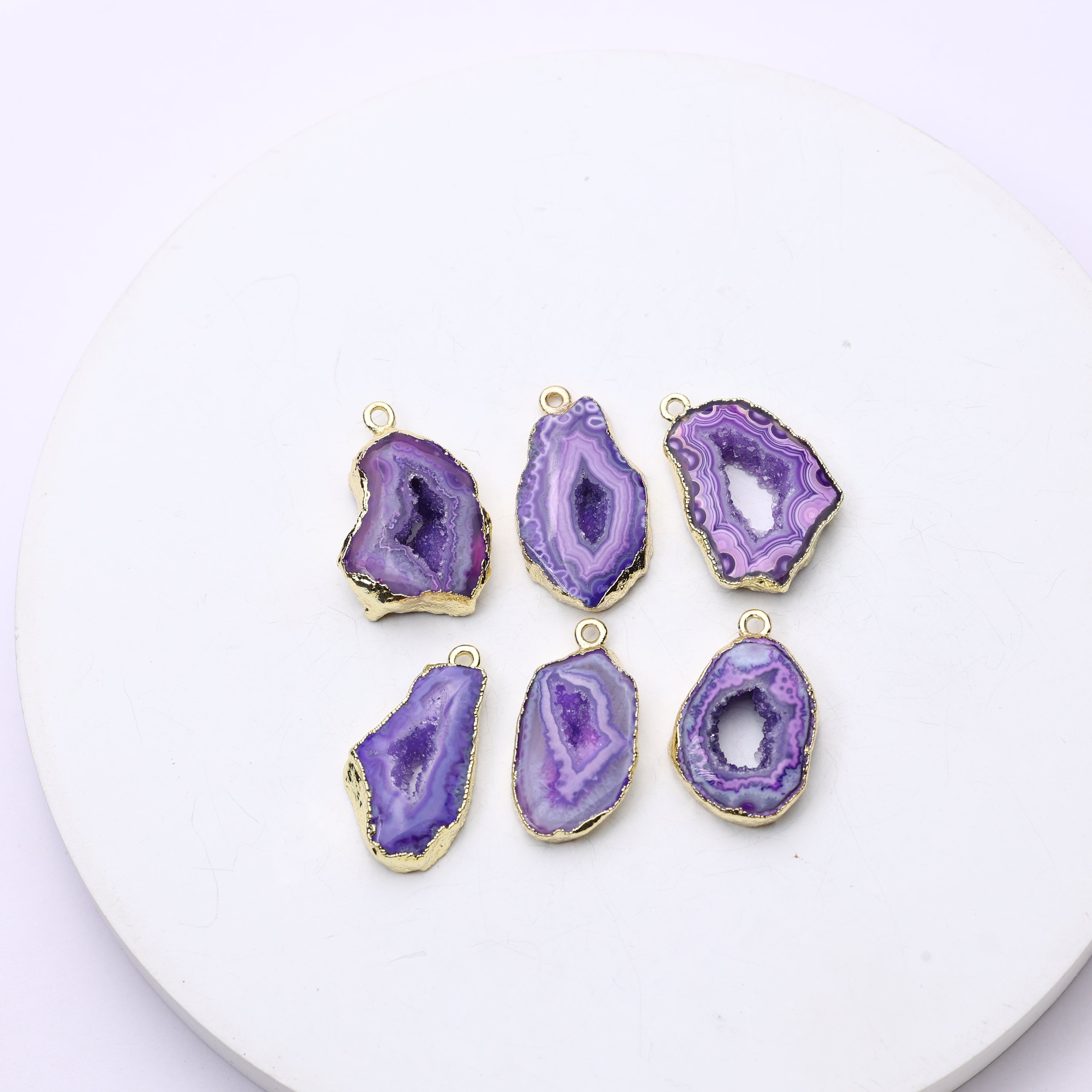 Purple Agate Geode Slice Druzy Connector 15-20 – Natural Gemstone Connector for Handmade Jewelry | Get Exact Piece Shown in the Picture