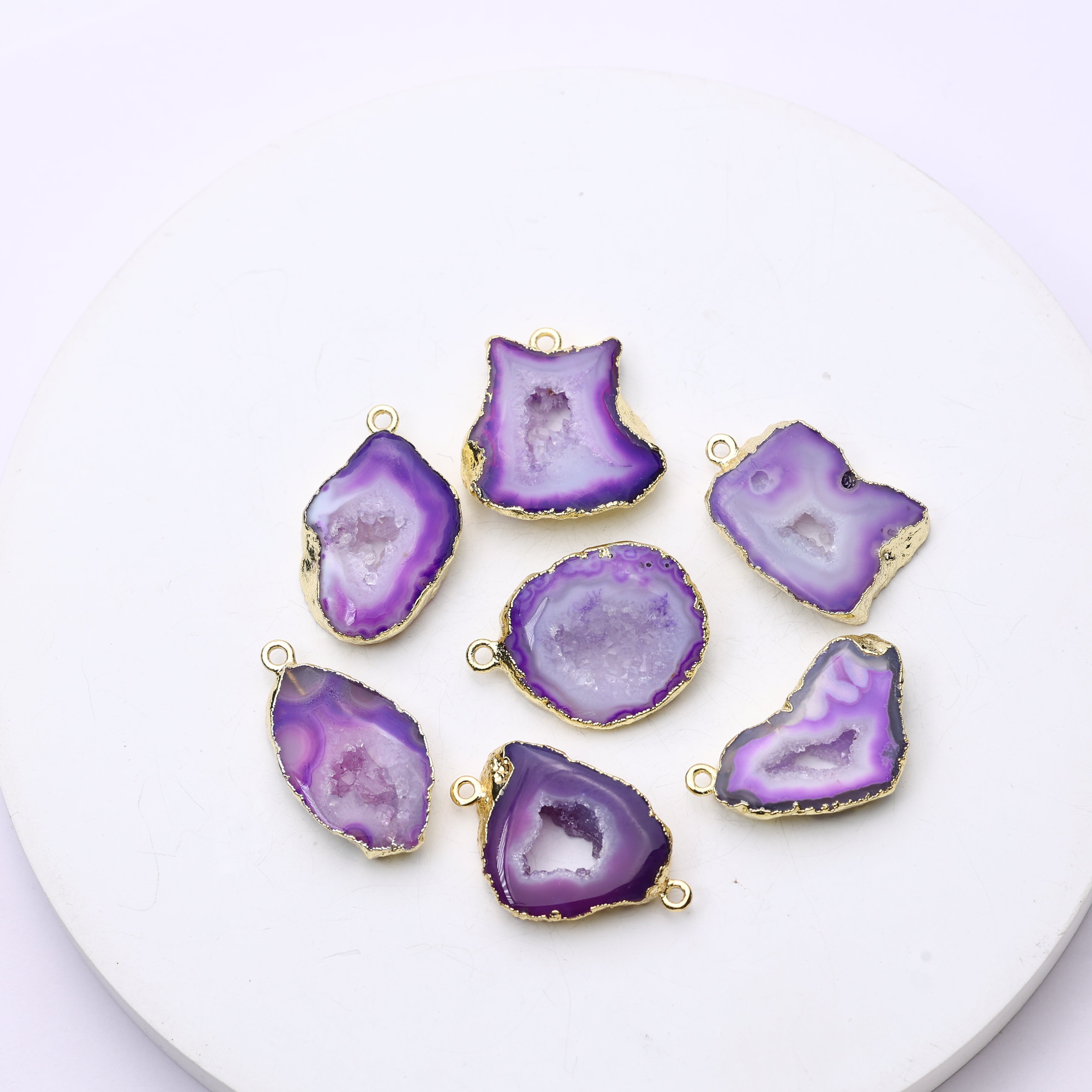 Purple Agate Geode Slice Druzy Connector 15-20 – Natural Gemstone Connector for Handmade Jewelry | Get Exact Piece Shown in the Picture