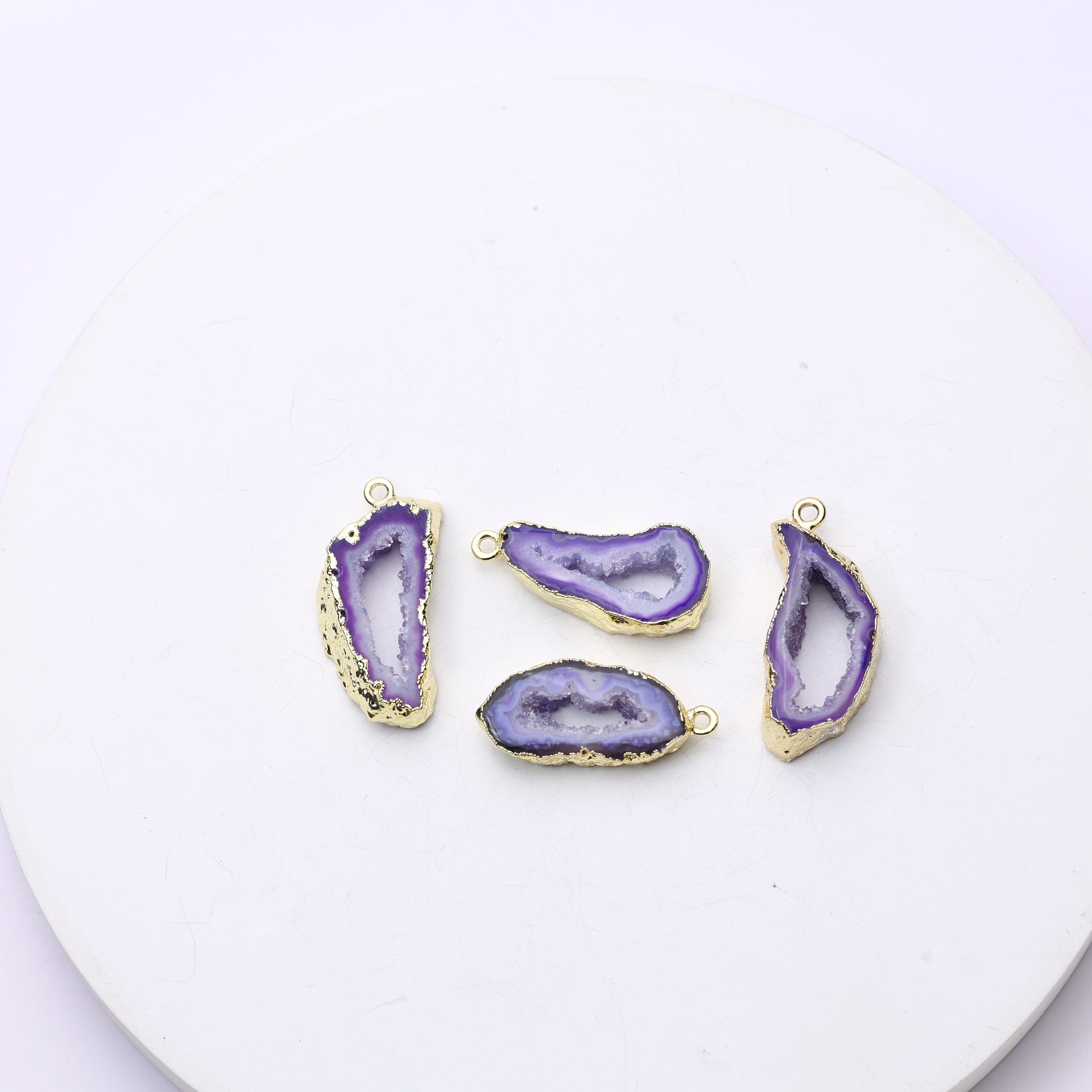 Purple Agate Geode Slice Druzy Connector 15-20 – Natural Gemstone Connector for Handmade Jewelry | Get Exact Piece Shown in the Picture