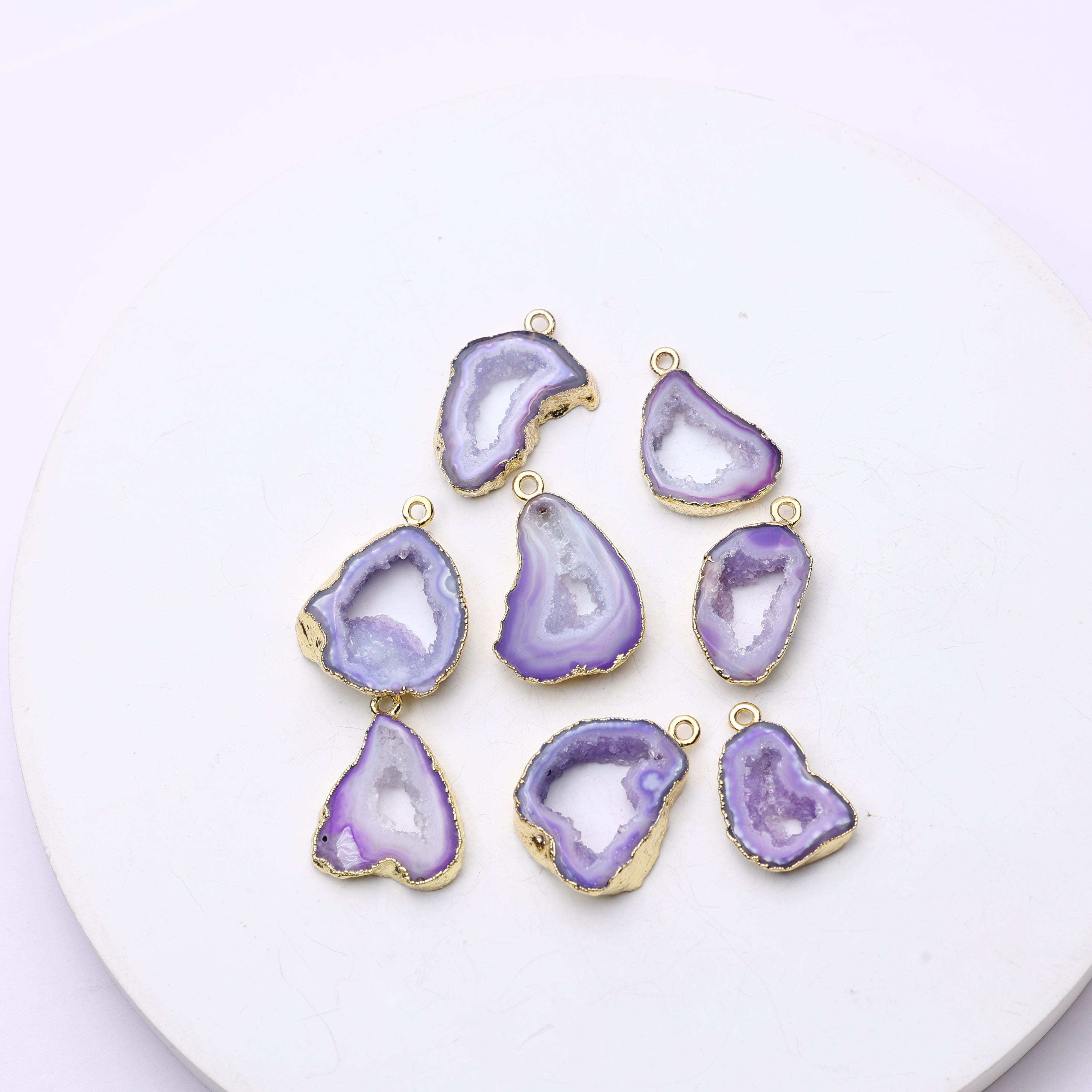 Purple Agate Geode Slice Druzy Connector 15-20 – Natural Gemstone Connector for Handmade Jewelry | Get Exact Piece Shown in the Picture