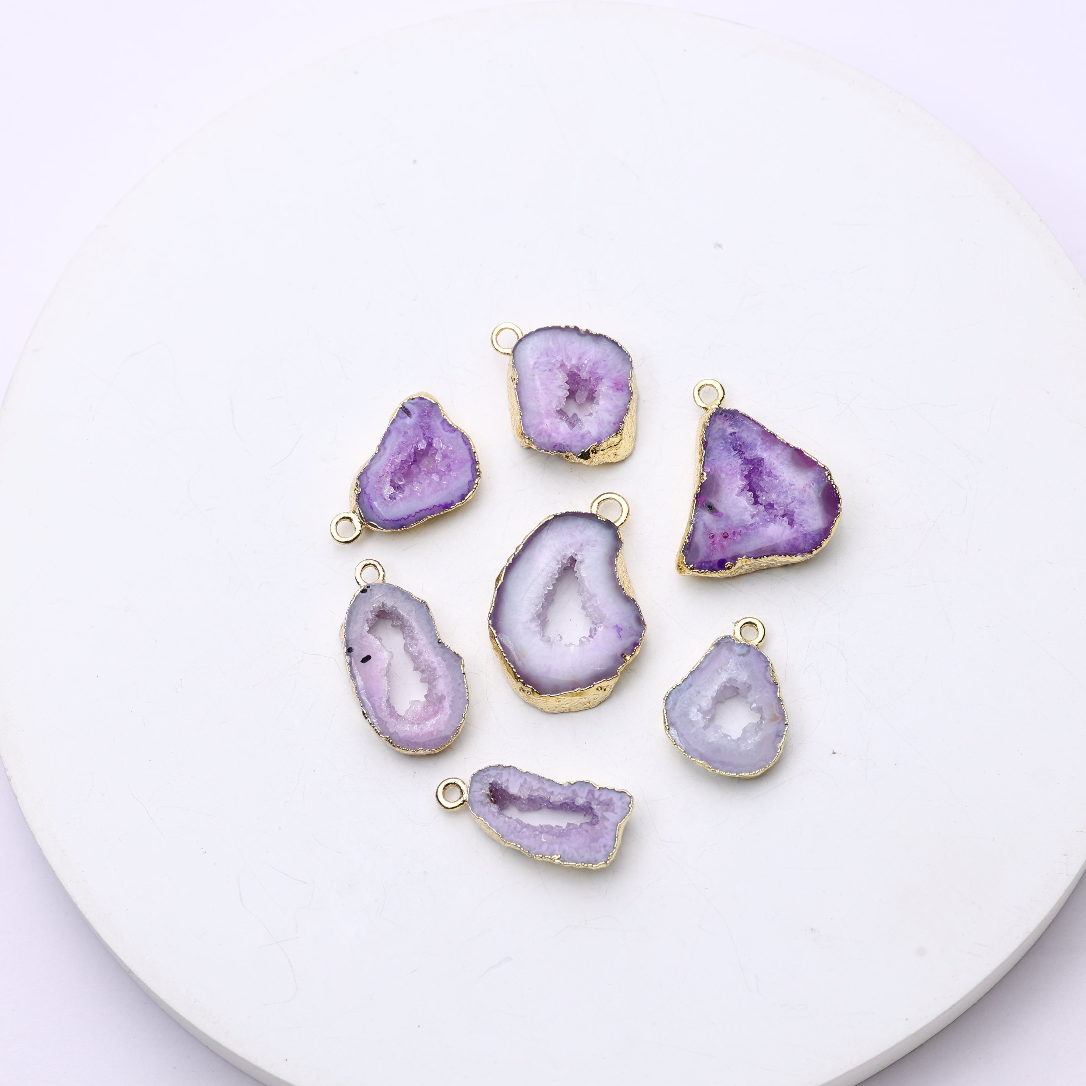 Purple Agate Geode Slice Druzy Connector 15-20 – Natural Gemstone Connector for Handmade Jewelry | Get Exact Piece Shown in the Picture