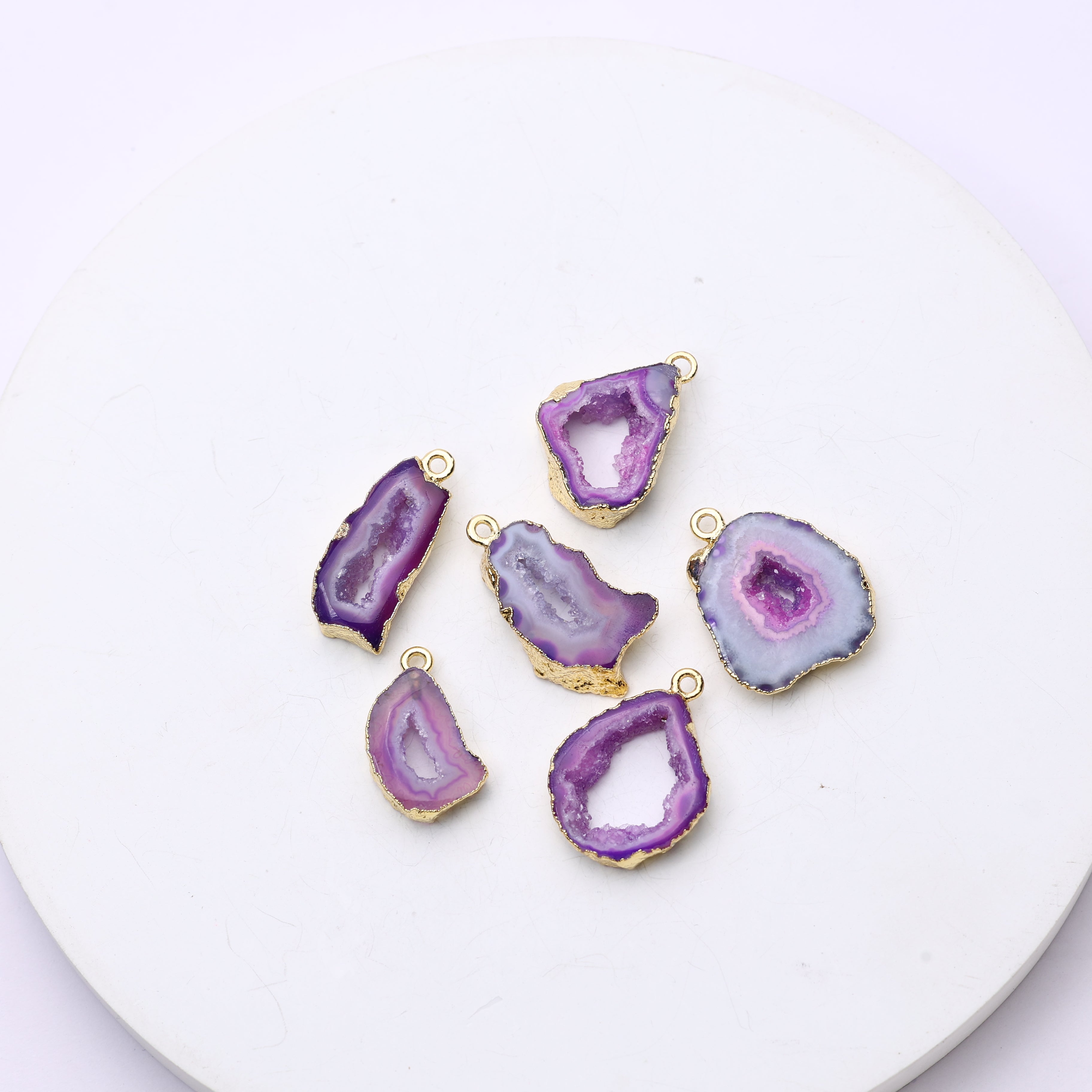 Purple Agate Geode Slice Druzy Connector 15-20 – Natural Gemstone Connector for Handmade Jewelry | Get Exact Piece Shown in the Picture