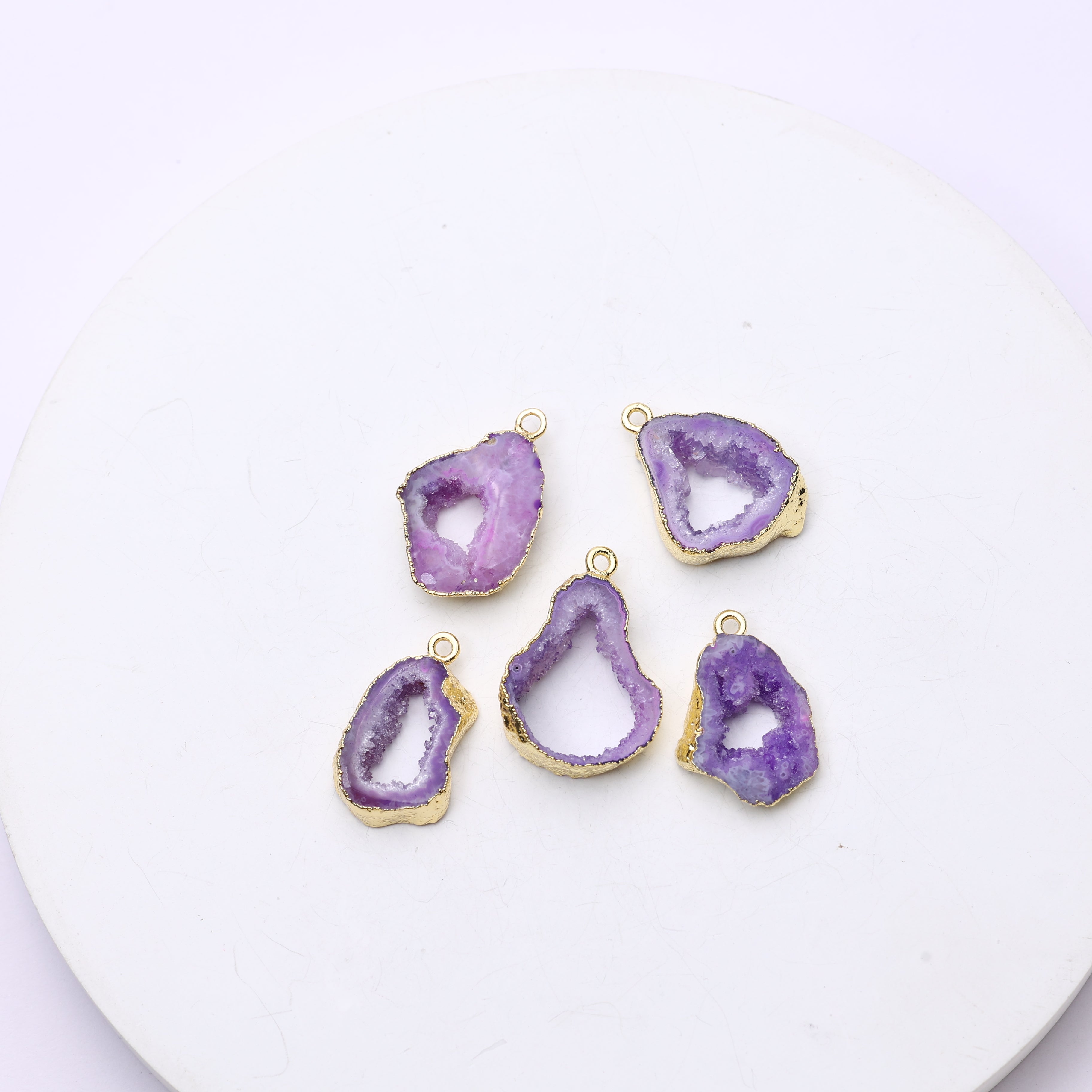 Purple Agate Geode Slice Druzy Connector 15-20 – Natural Gemstone Connector for Handmade Jewelry | Get Exact Piece Shown in the Picture